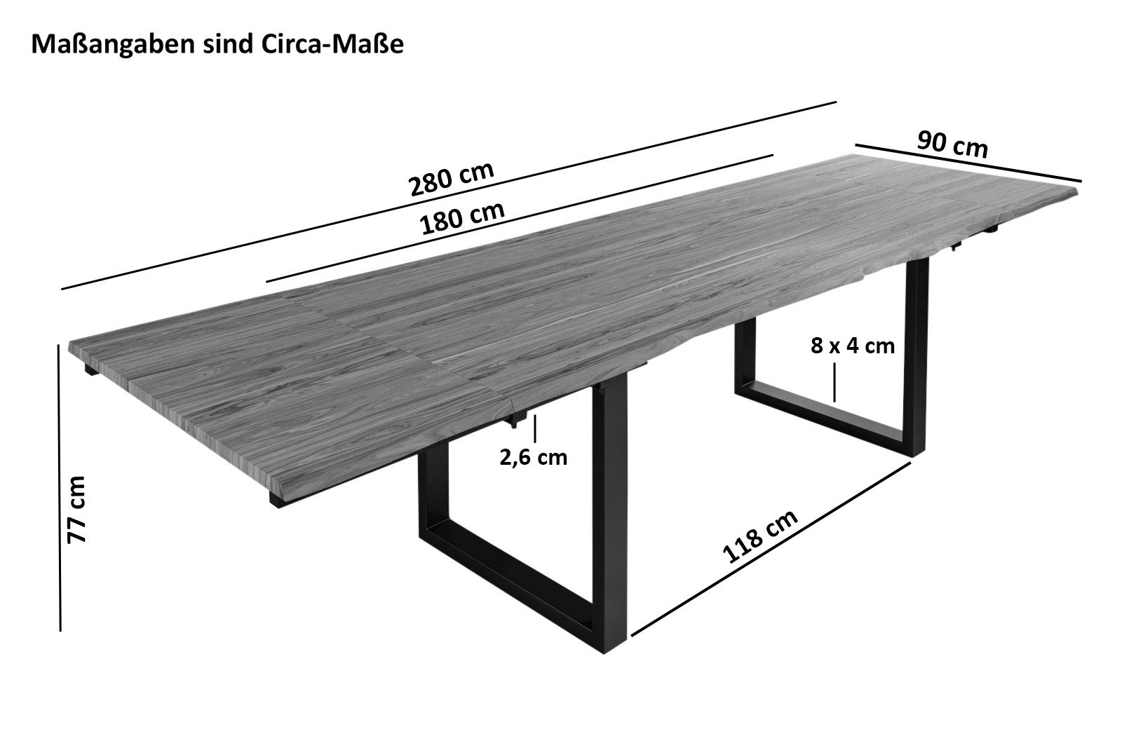 SAM® Essgruppe Norina, Akazienholz, stonefarben, Baumkante, günstig online kaufen