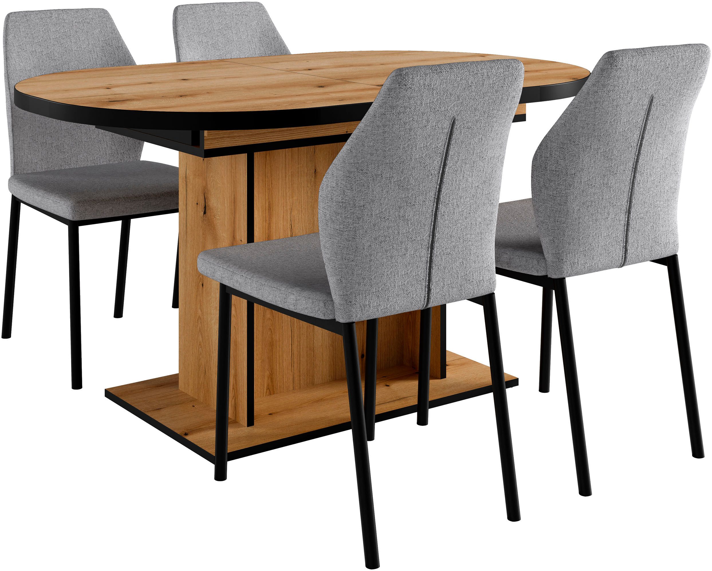 OTTO home Essgruppe Basel, Tischgruppe mit 4 Stühlen, Esstisch ausziehbar 1 günstig online kaufen