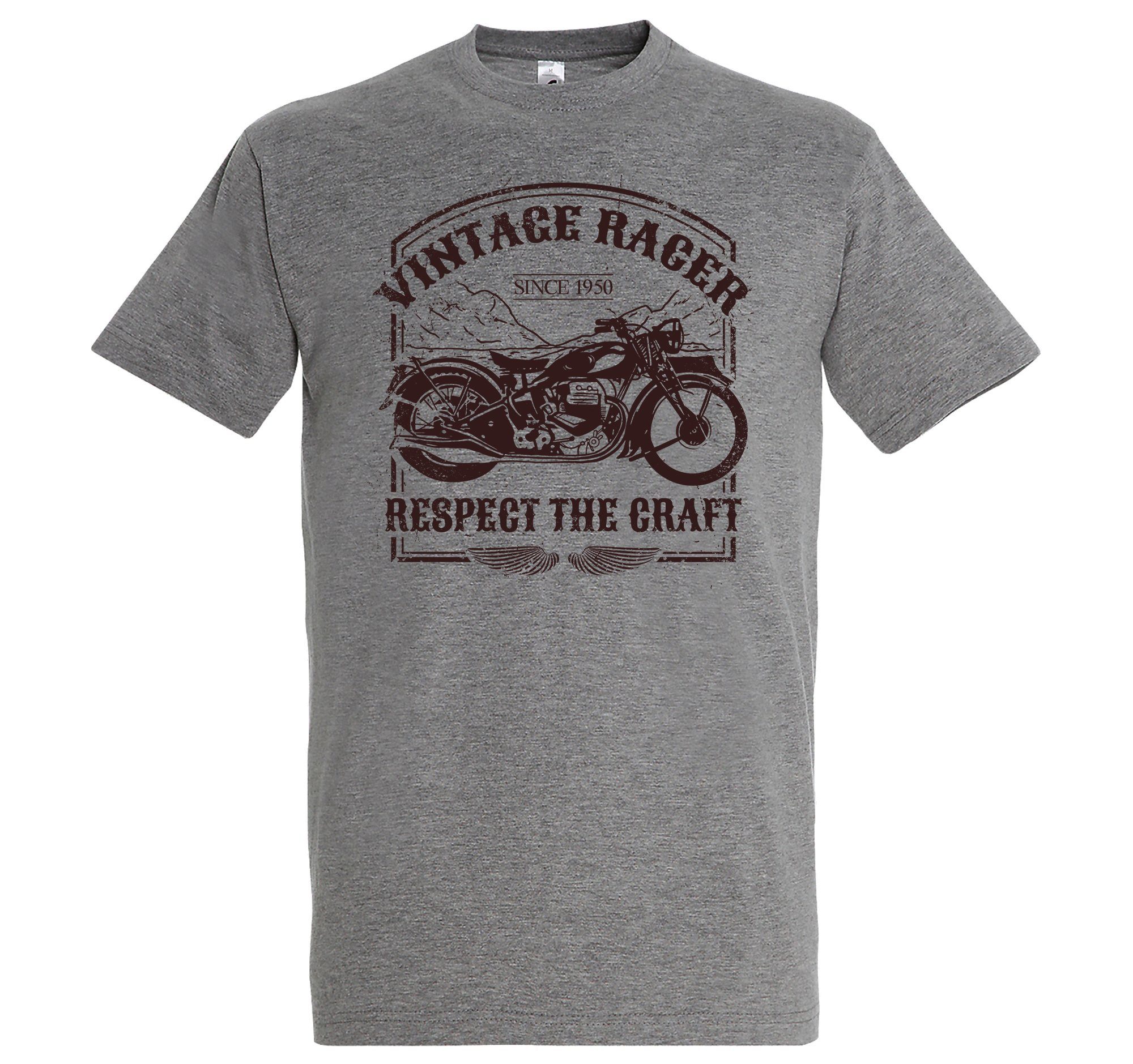 Youth Designz T-Shirt Vintage Racer Herren Shirt mit trendigem Frontprint Grau