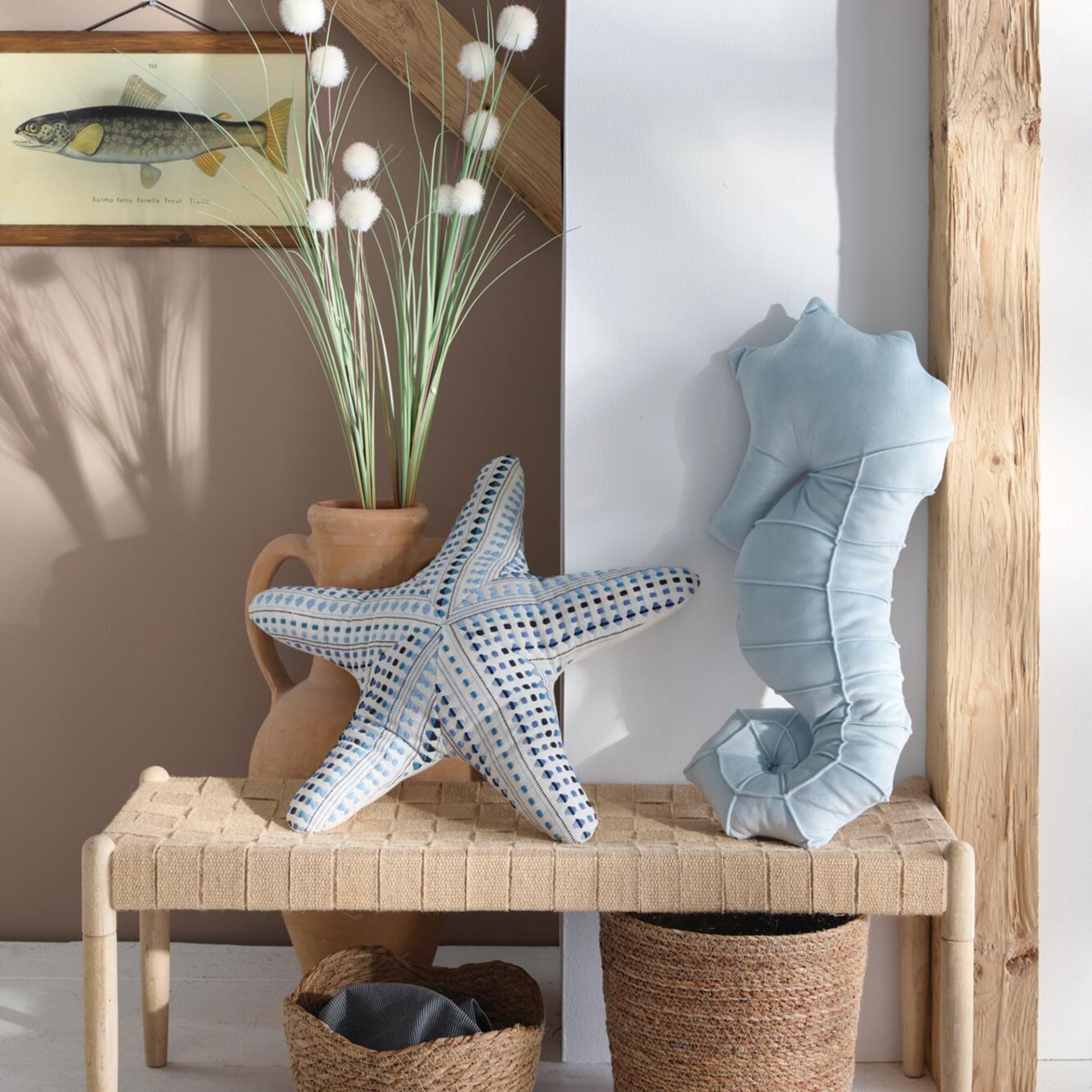Home-trends24.de Dekokissen Seestern oder Seepferdchen Deko Kissen Couch Stuhl maritim