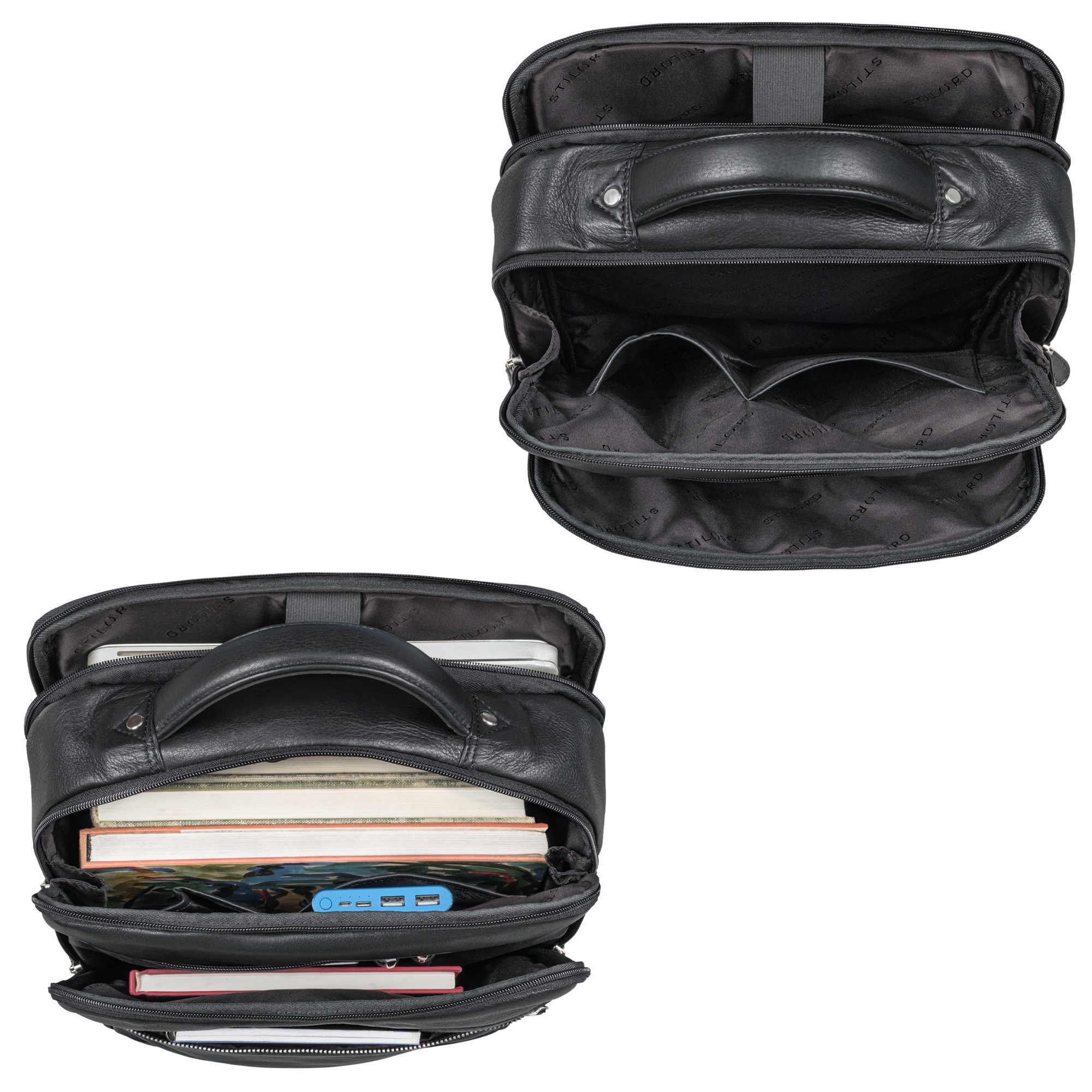 STILORD Notebookrucksack "Banks" Moderner Leder Rucksack Laptop 15,6 Zoll