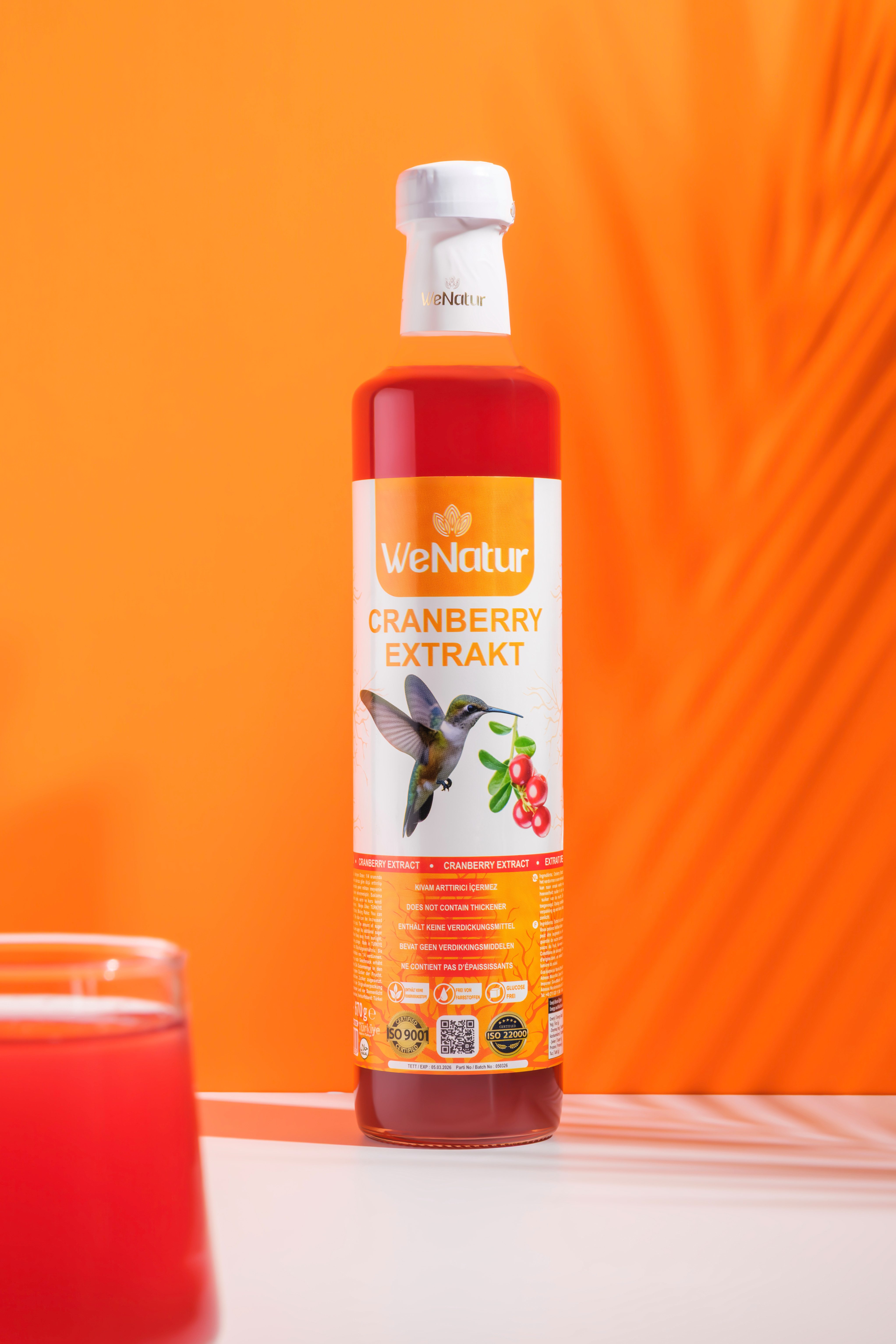 We_Natur Cranberry Extrakt Sirup – Fruchtige Ergänzung mit Pflanzenextrakt Sirup, 700 g, Fruchtige Kraft der Natur, Mischverhältnis: 1+5