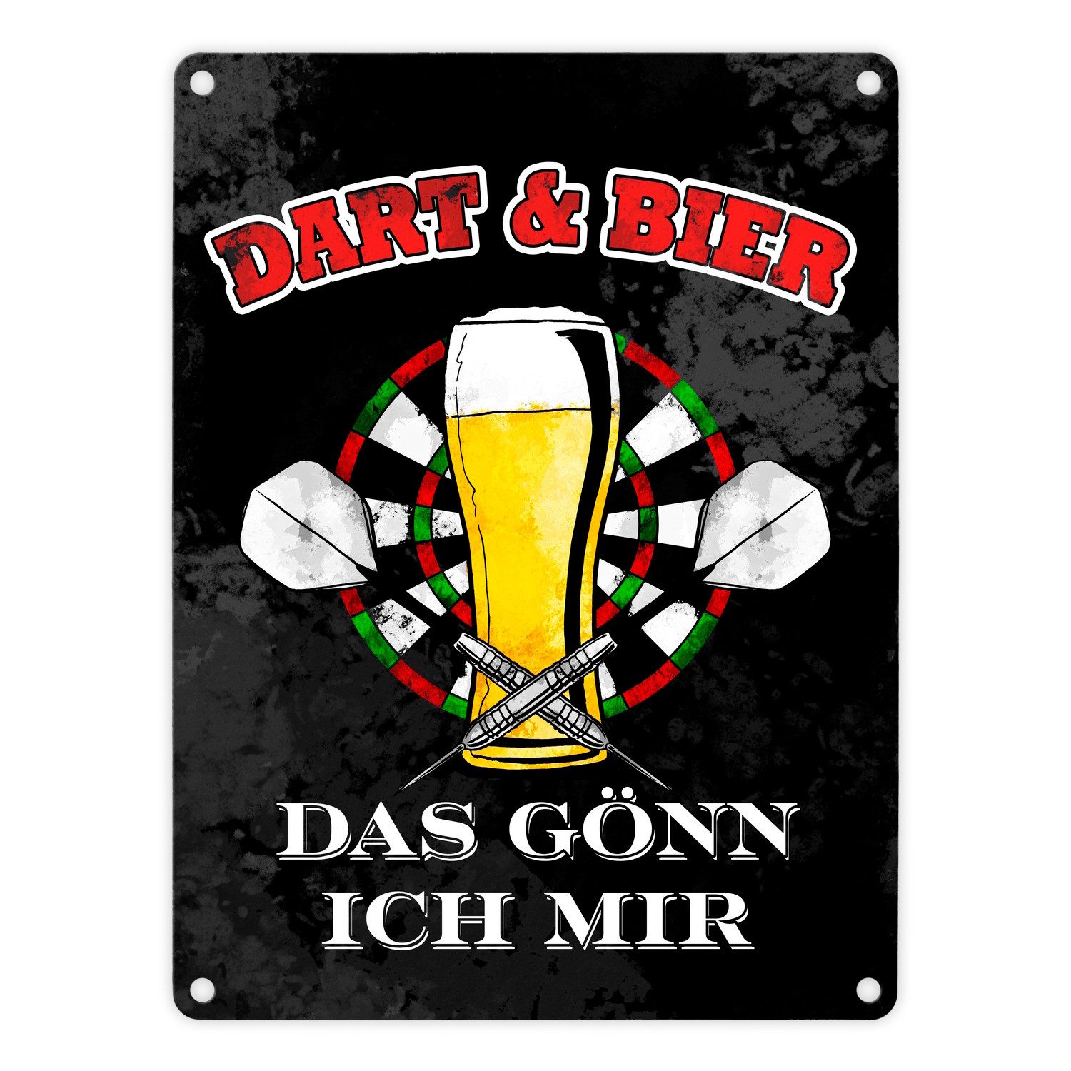 Metallschild Dart und Bier das gönn ich mir Metallschild in 15x20 cm