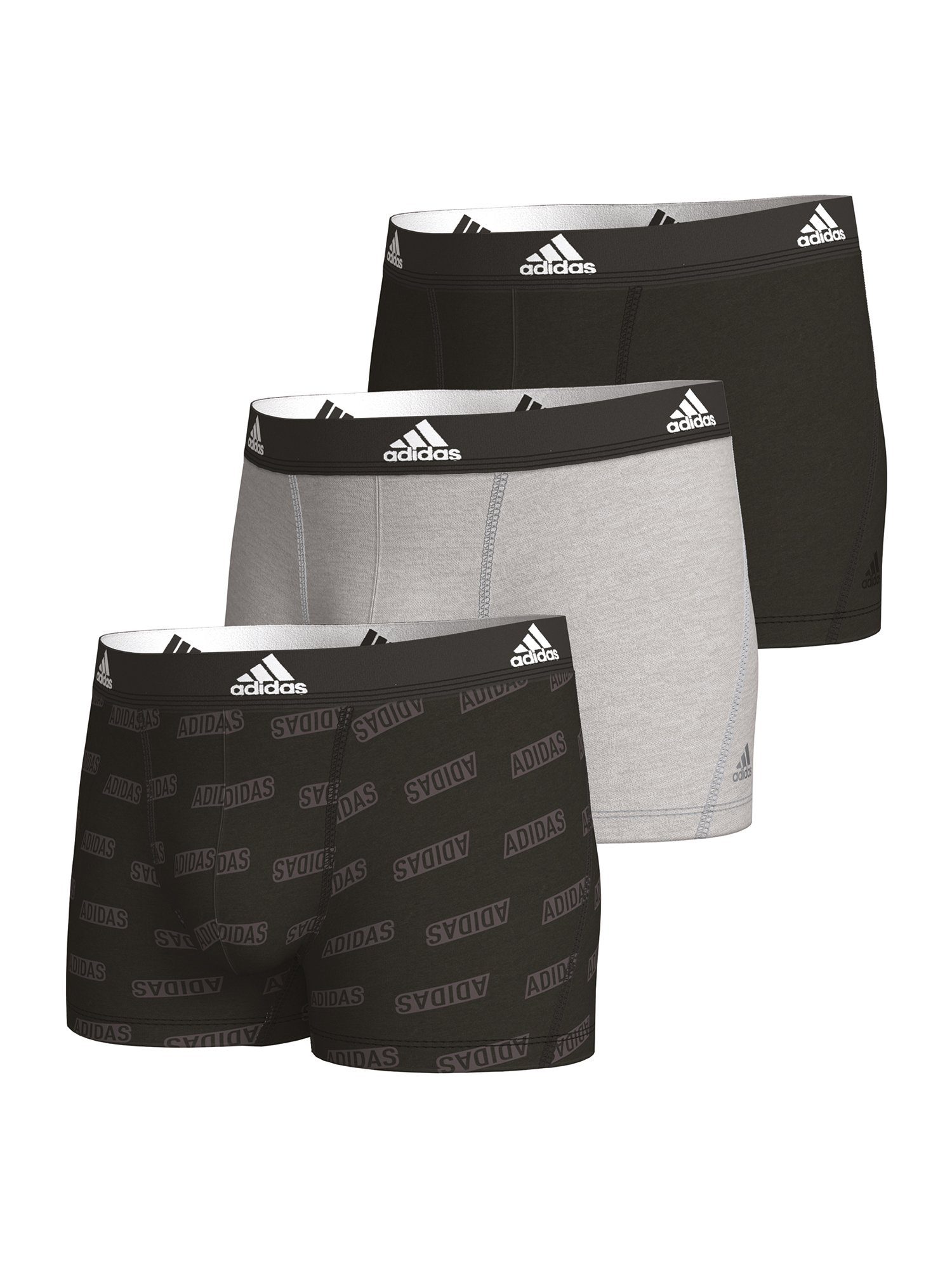 unterhose adidas grau-schwarz Trunk Sportswear männer (3-St) herren BASIC