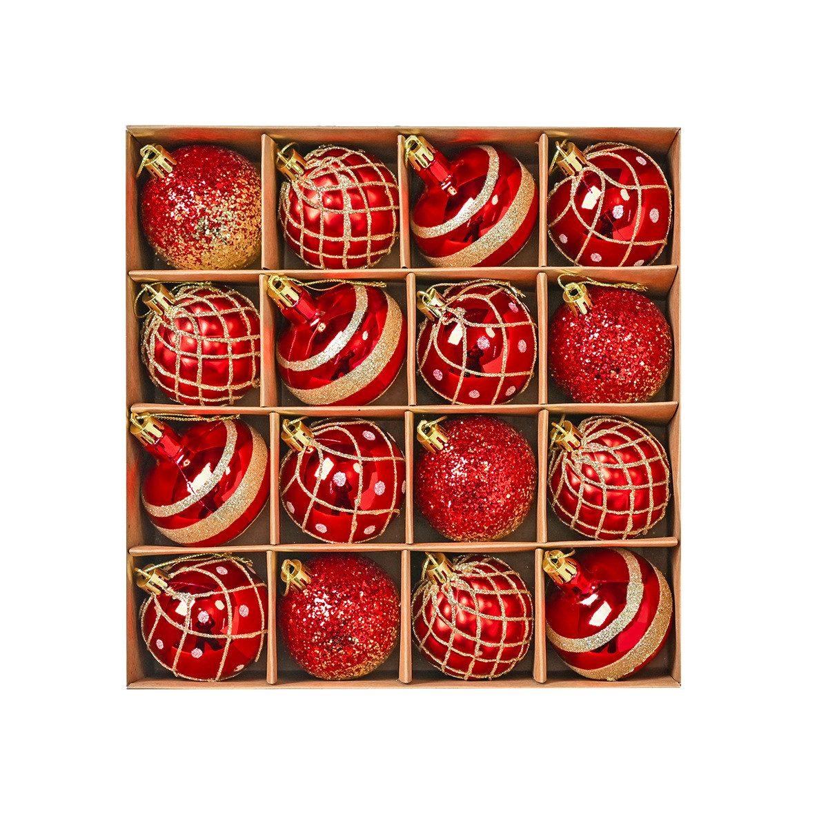 Bomiclss Weihnachtsbaumkugel 16-teiliges Weihnachtskugel-Set, Christbaumkugeln zum Aufhängen, ideal für Weihnachtsbaumdekoration und festliche Weihnachtsfeiern