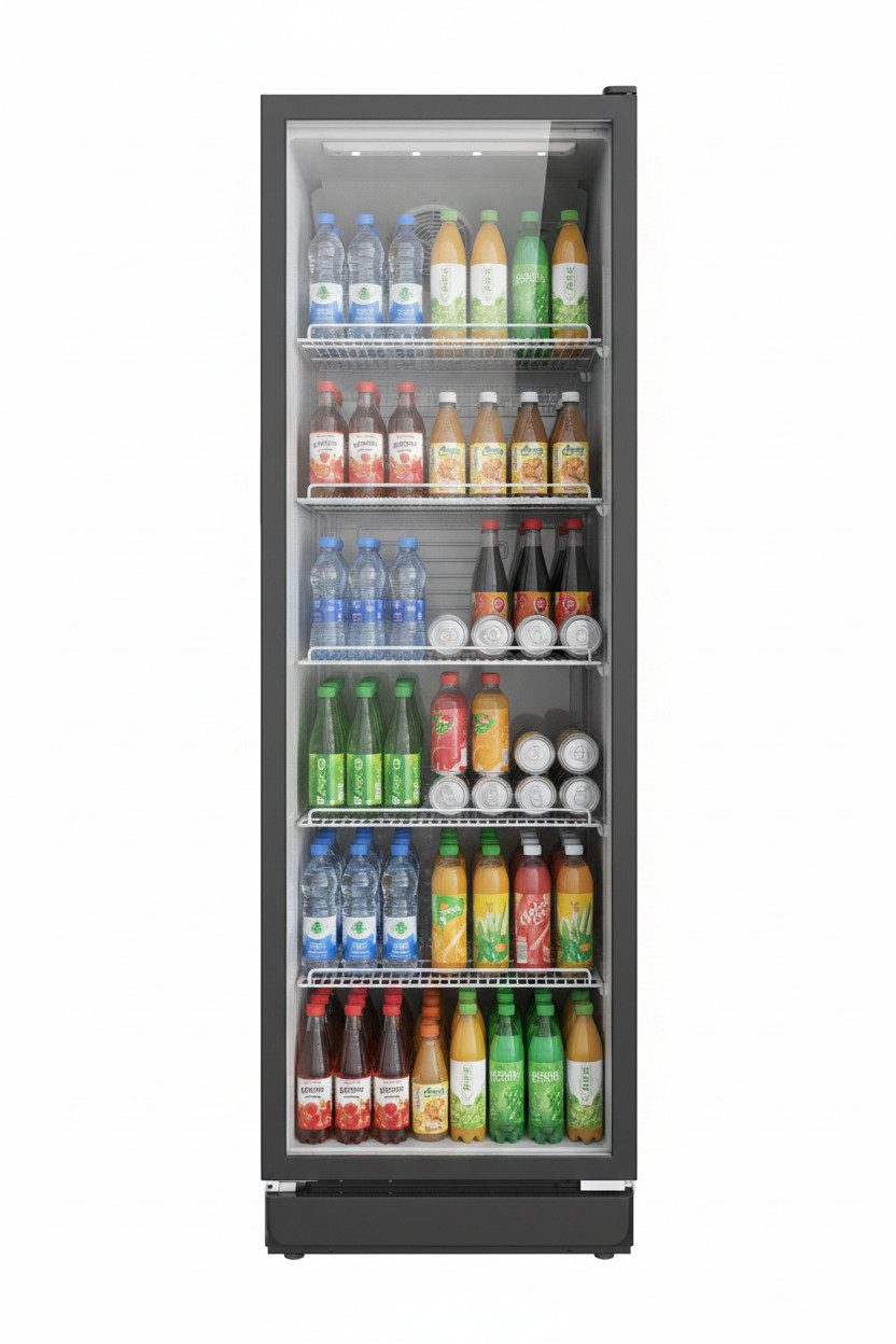 SCHOEPF Getränkekühlschrank GKS350SB, 194.5 cm hoch, 59.5 cm breit, 347Liter Nutzinhalt, für gewerbliche Nutzung geeignet, Umluft