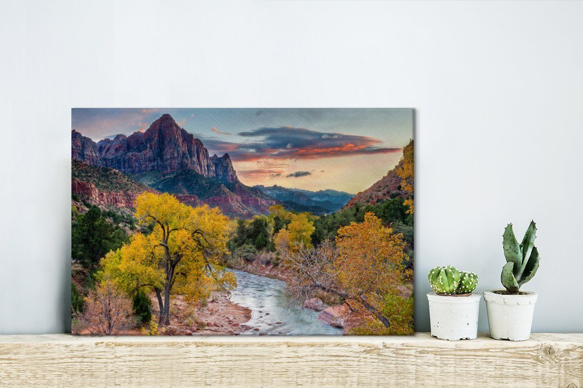 cm St), Aufhängefertig, Wandbild 30x20 Zion-Nationalpark Farben Wanddeko, Leinwandbild in OneMillionCanvasses® Leinwandbilder, Viele Utah, im (1