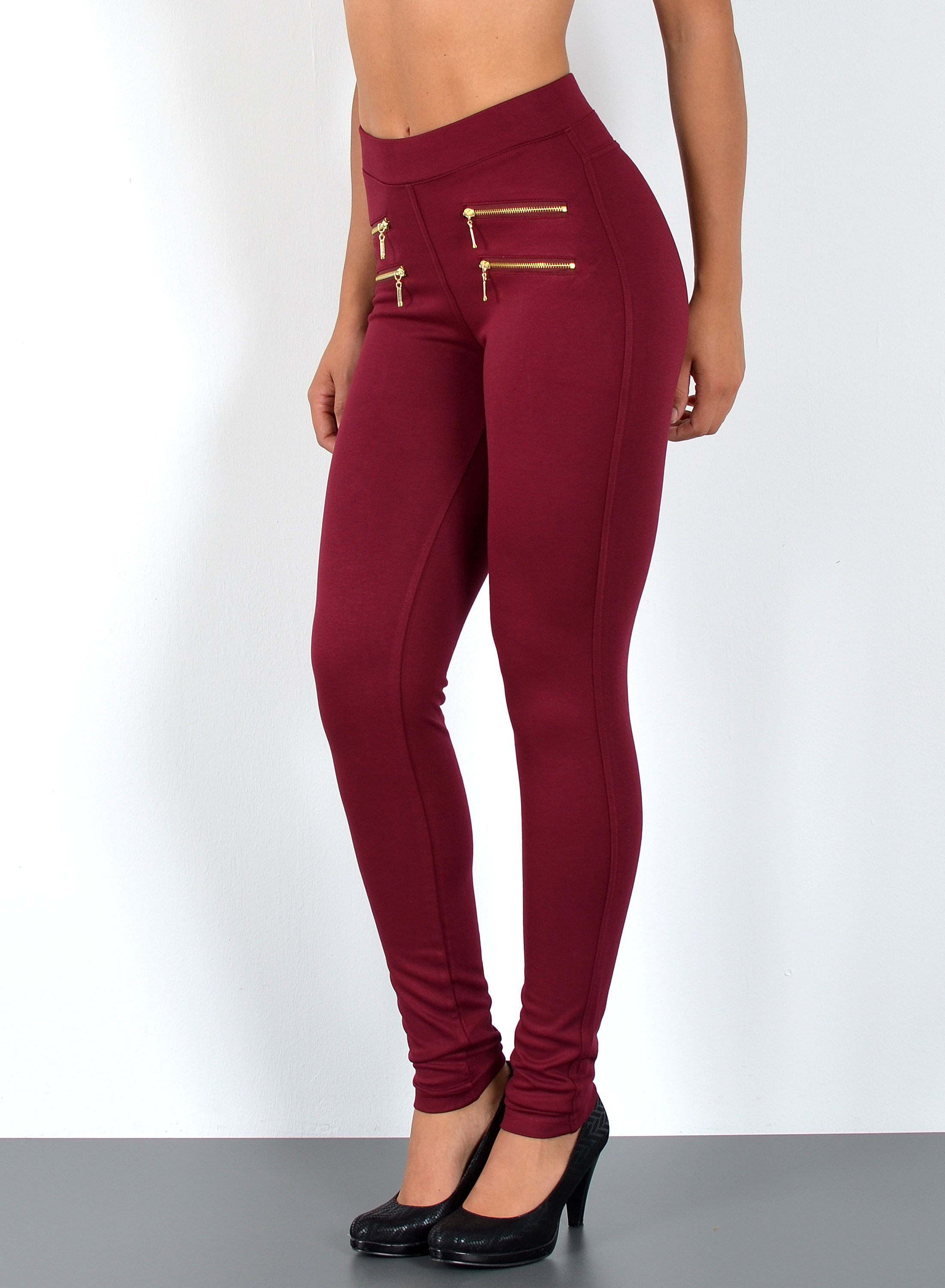 ESRA Stretch-Hose Sehr enge Damen Treggings Hose Gummi-Bund Stretch Hose J1 günstig online kaufen