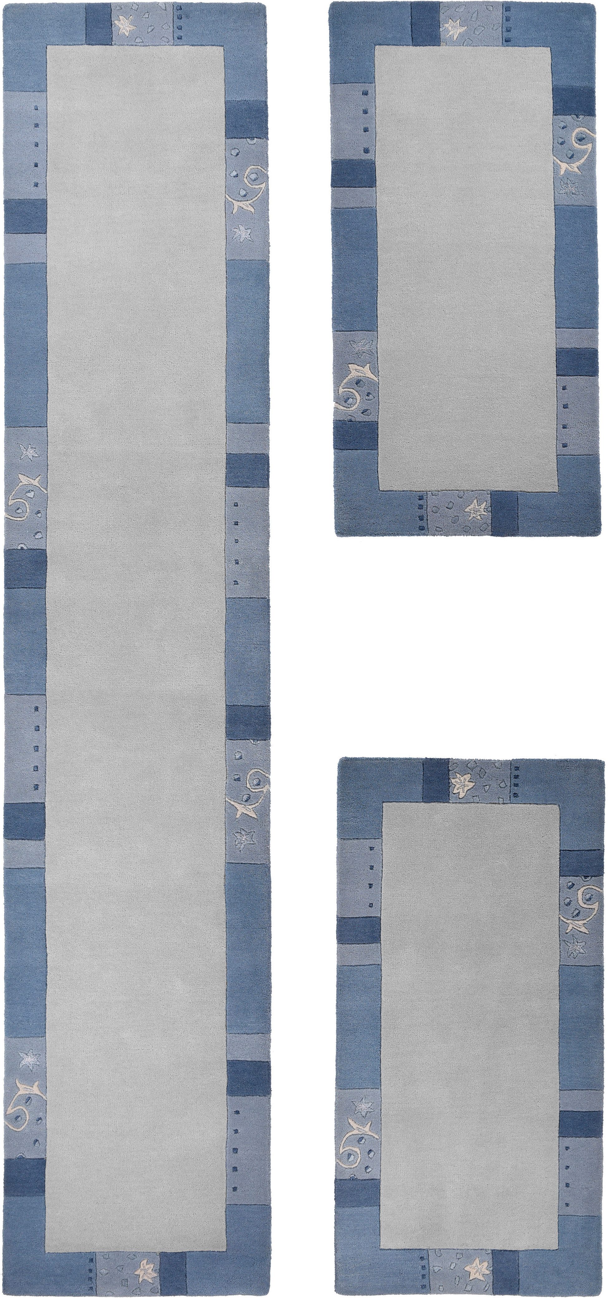 THEKO Bettumrandung Royal Ganges, Höhe 13 mm, (3-tlg), Bettvorleger, 3-teiliges Läufer-Set fürs Schlafzimmer, 95% Wolle