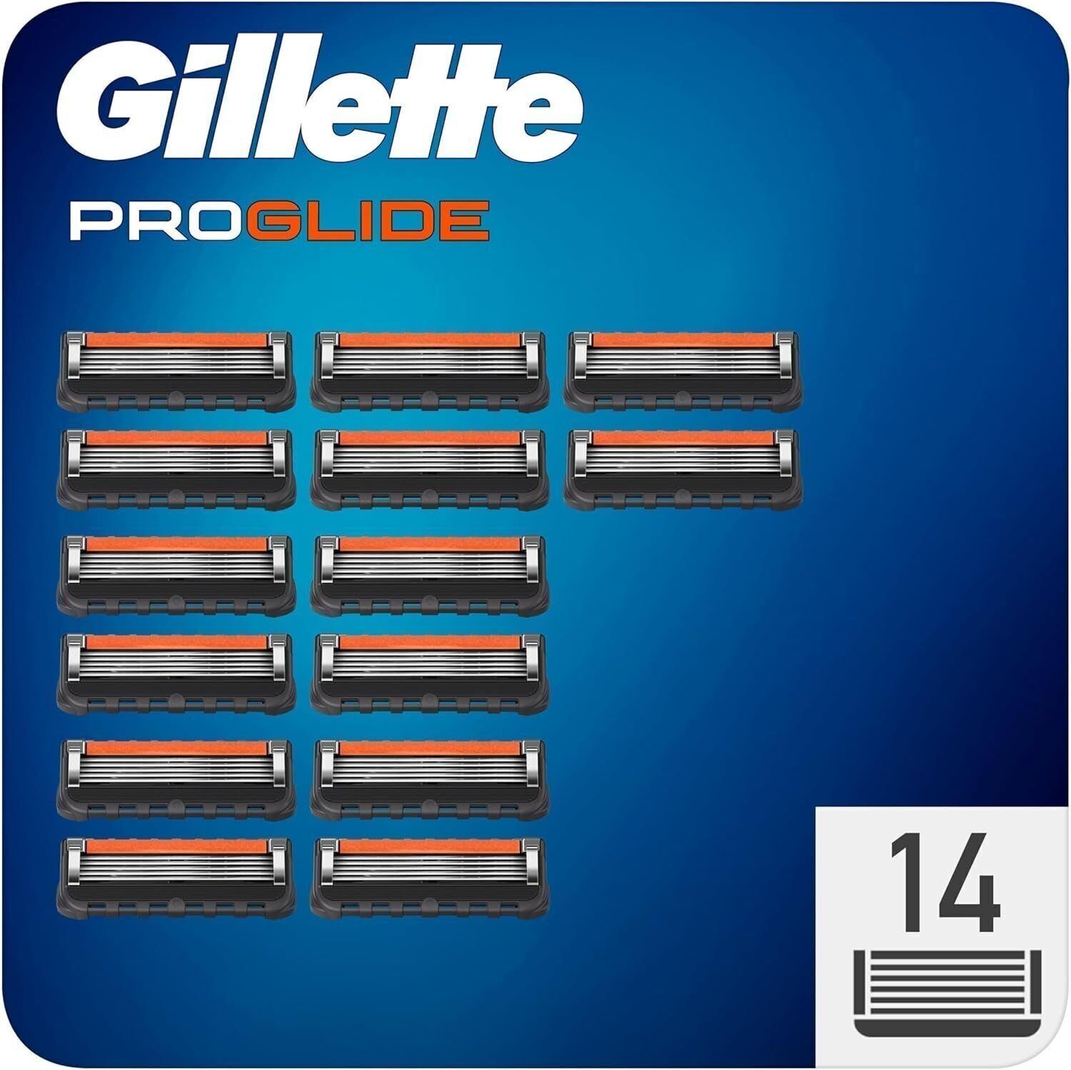 Gillette Лезвия для бритвы ProGlide Rasierklinge Ersatzklinge 5-fach mit Gleitstreifen, 14er Set, 1-tlg.