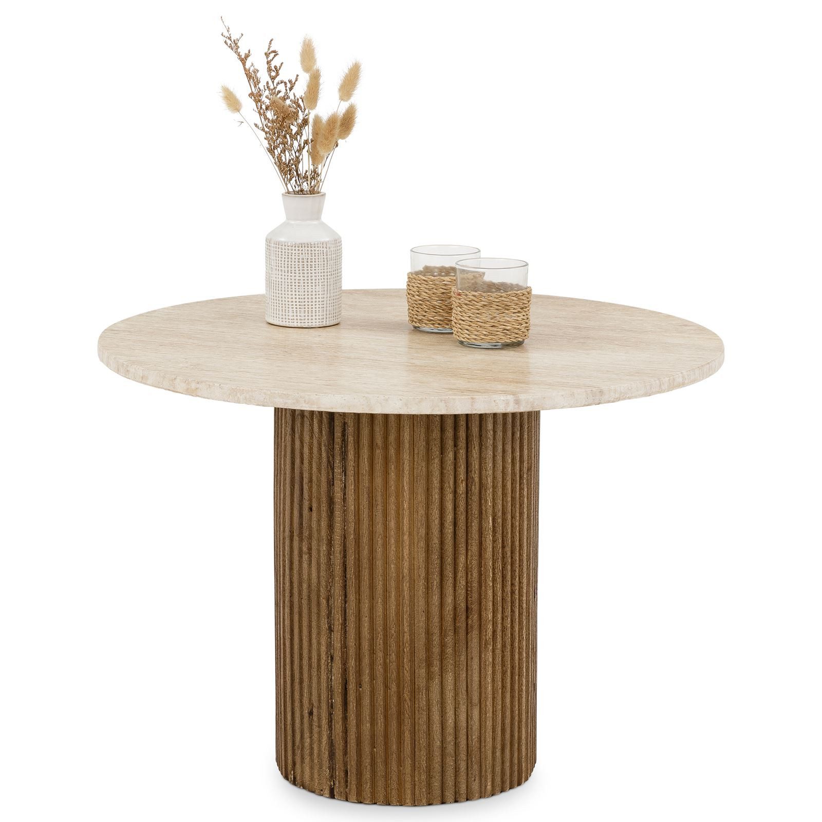 IDIMEX Couchtisch MANDI, Wohnzimmertisch 60 cm aus Travertin und Mangoholz günstig online kaufen