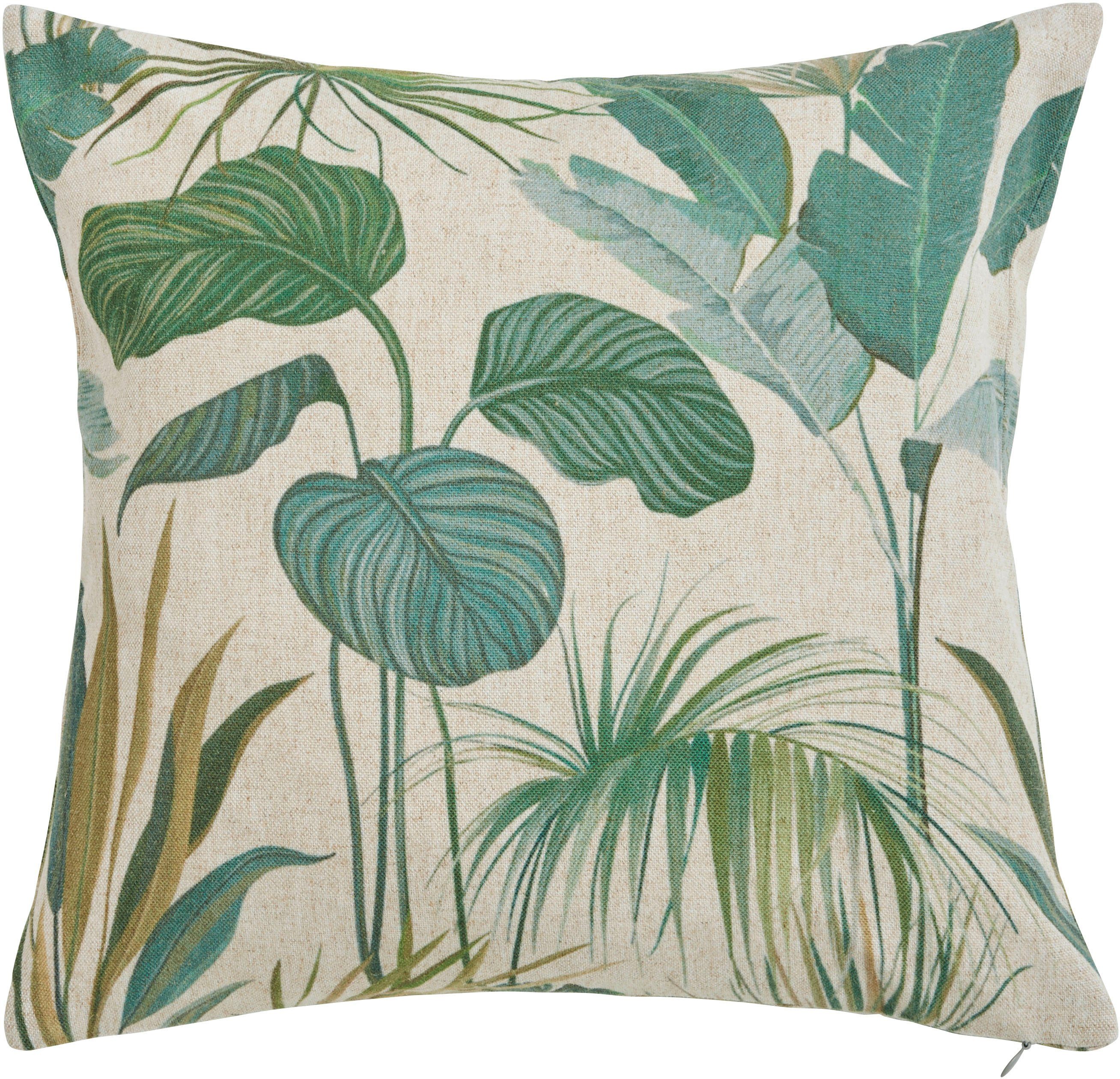 done.® Kissenhülle Tropical Flowers, (1 Stück), Beidseitig bedruckte Kissenhülle aus Canvas-Stoff mit Leinenanteil