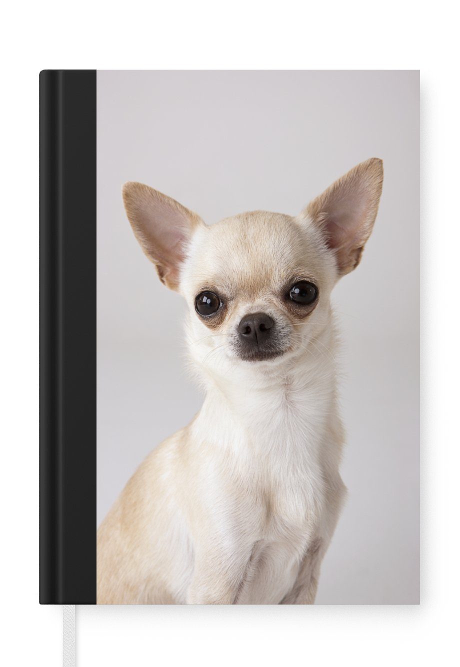 MuchoWow Notizbuch Porträt eines kleinen weißen Chihuahuas, Journal, Merkzettel, Tagebuch, Notizheft, A5, 98 Seiten, Haushaltsbuch