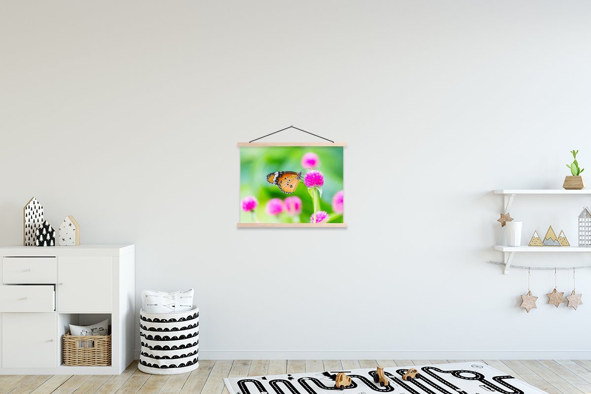 Blume, - Wohnzimmer, für Distel MuchoWow St), Schmetterling Bilderleiste, Landleben - Magnetisch Textilposter - Posterleiste, Poster (1