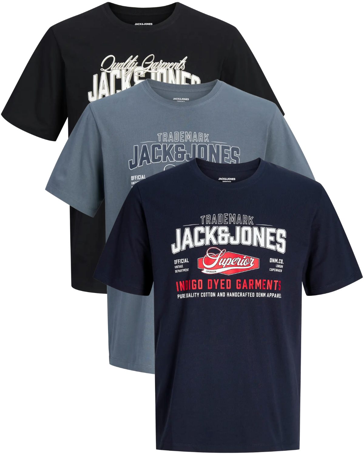 Jack & Jones PlusSize Print-Shirt (Spar-Set, 3er-Pack) Big Size Shirt Übergrößen Shirt