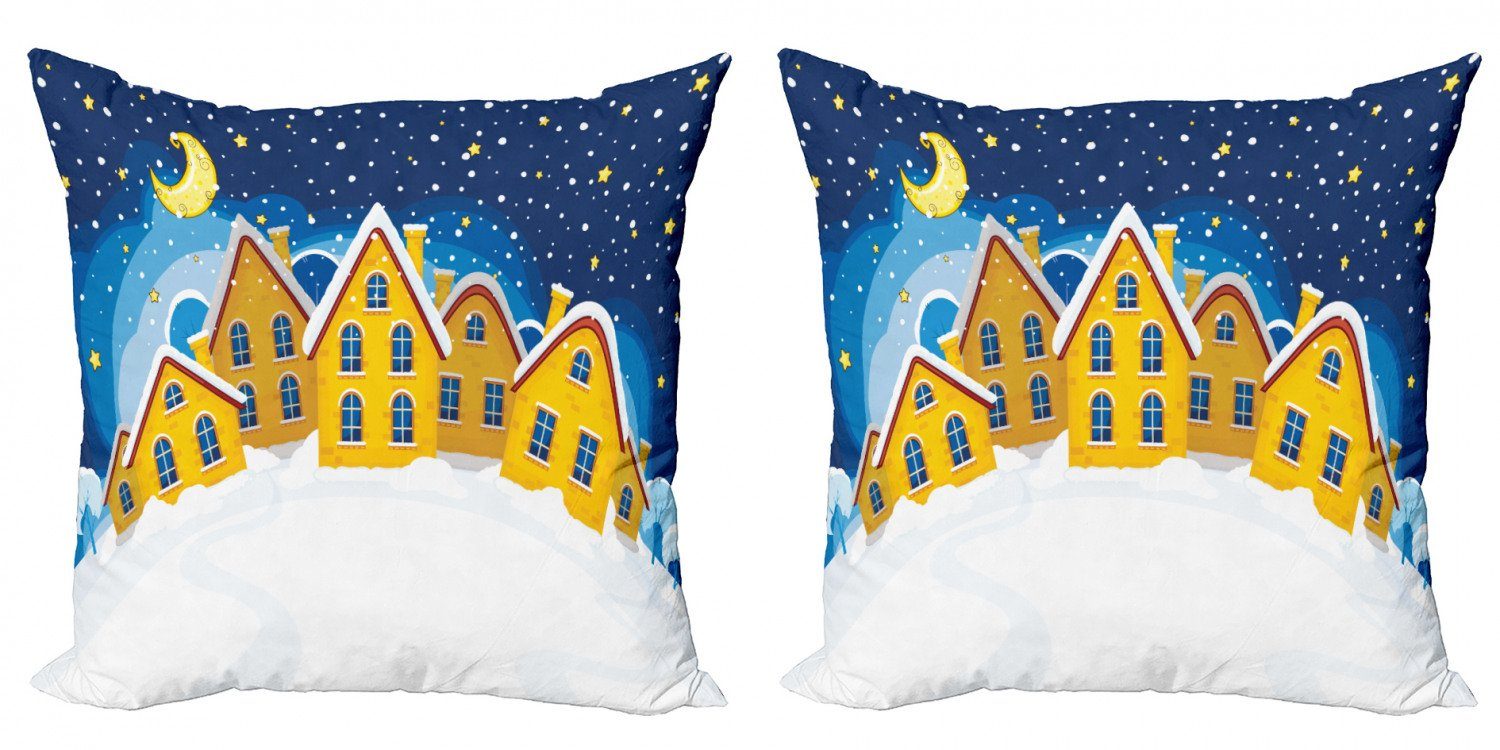 Modern Kissenbezüge Nacht (2 Stück), Digitaldruck, Doppelseitiger Abakuhaus Winter und Kälte Snowy Accent