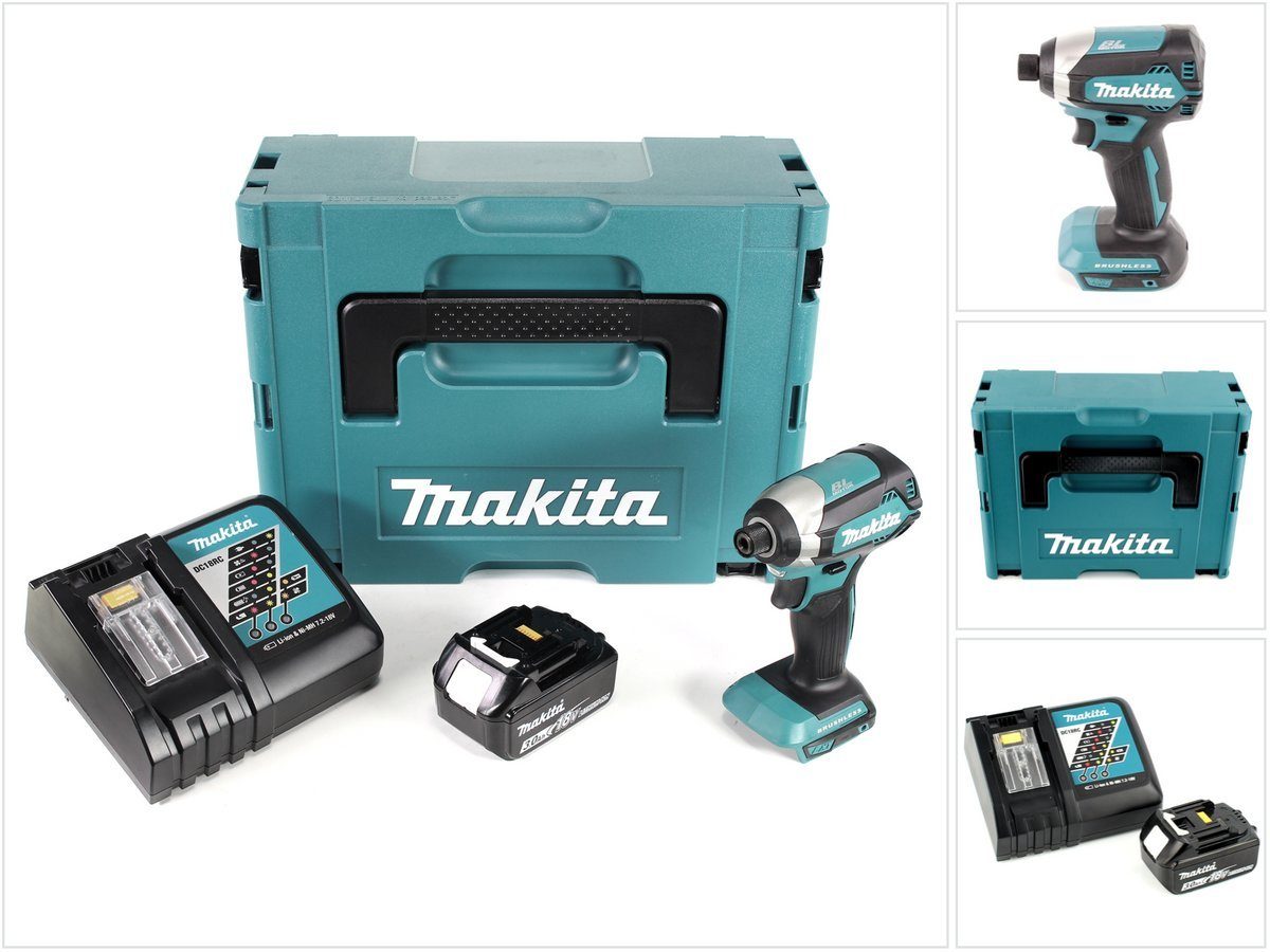 Makita Akku-Schlagschrauber DTD 153 RF1J 18 V Akku Brushless Schlagschrauber im Makpac + 1x 3,0 A