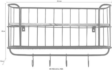 my Flair Wandregal Khandahar, Holz & Metall, Eckige Form, 2 Ablageböden, 4 Aufhänger