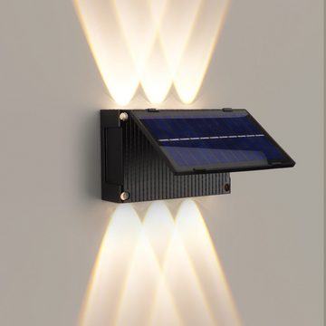 BlingBin LED Außen-Wandleuchte Solar-Wandleuchten,wasserdichte,Auf- und Abwärtsleuchten, für Gärten, Zäune, Wege, LED fest integriert, warmes Licht, Solarbetriebene Effizienz, wasserdichte Wandleuchte, LED-Beleuchtung