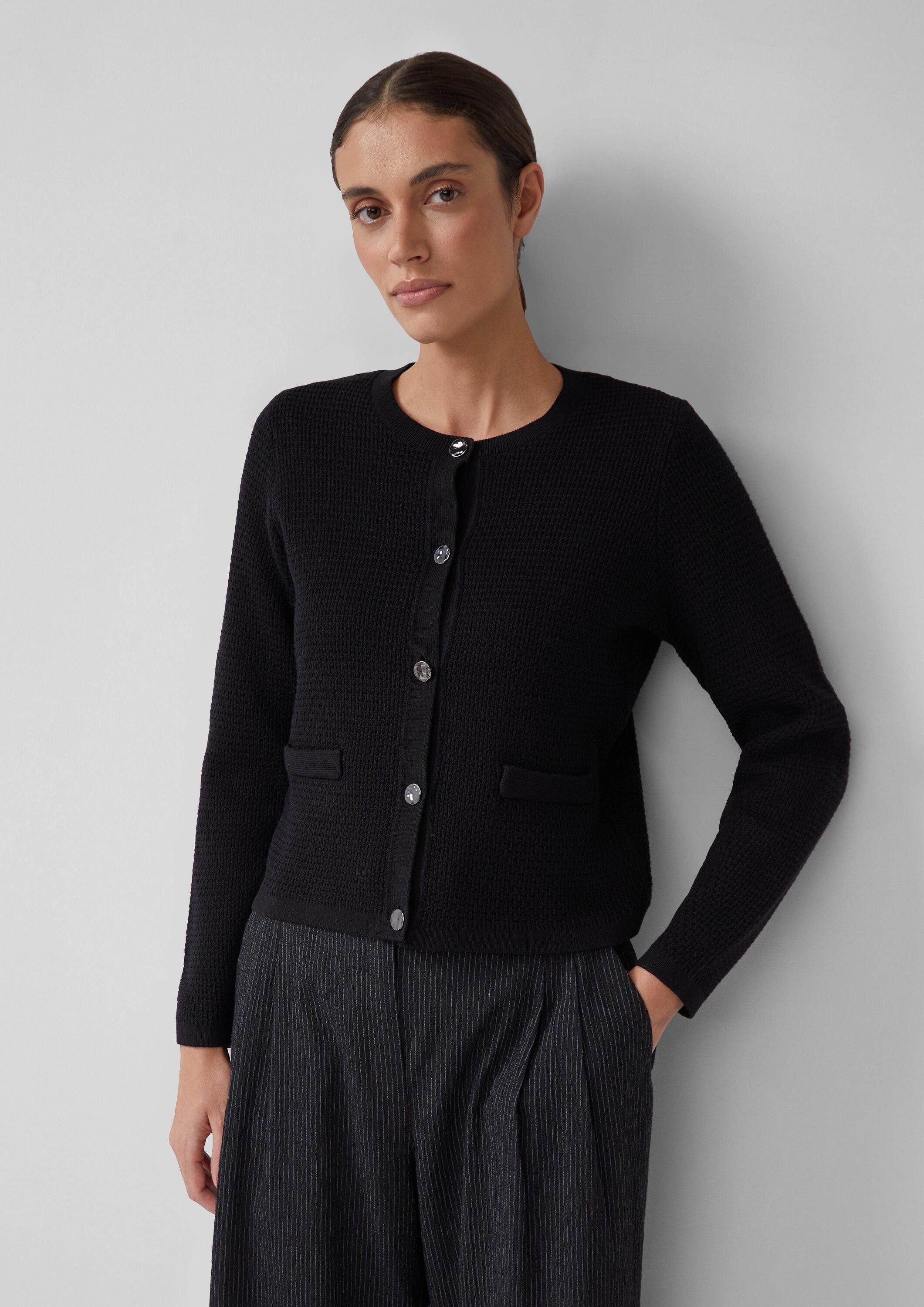 s.Oliver Cardigan Strickjacke Cardigan aus Baumwollmix mit Ziertaschen günstig online kaufen