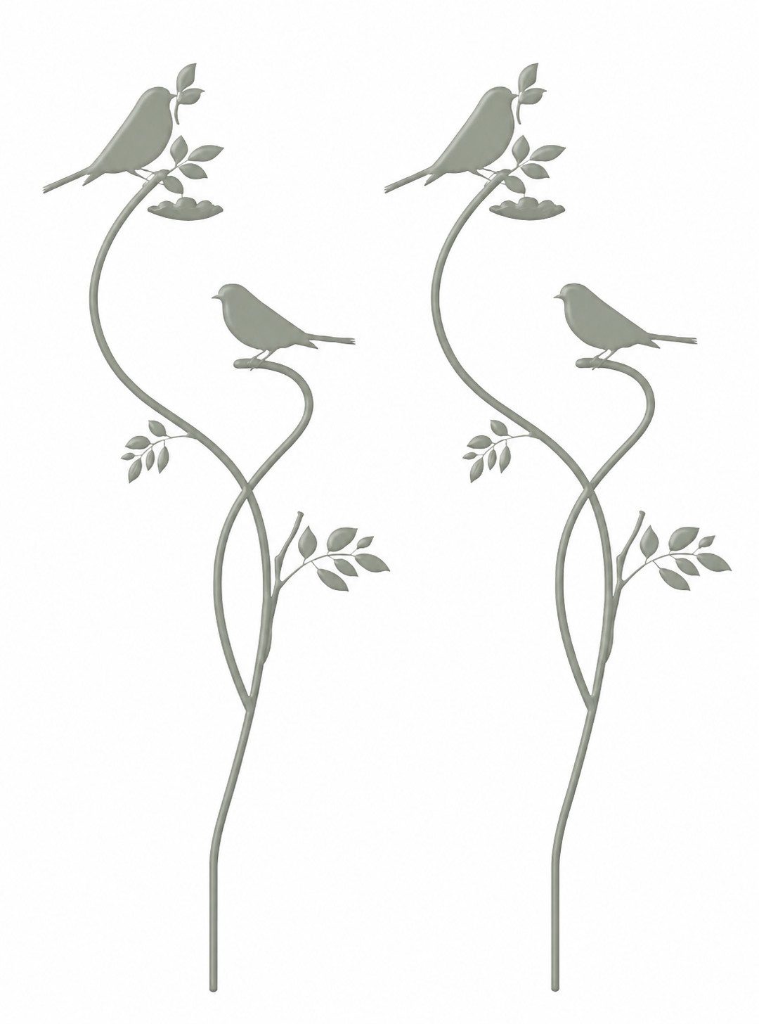 finehomegarden Gartenstecker Vogel/Blatt Stecker 2erSet Metall mint Gartendeko am Stab Dekorativer (2-St., 2er Set) Vogelstecker für Garten, Balkon und Blumentopf B18cm H80 cm
