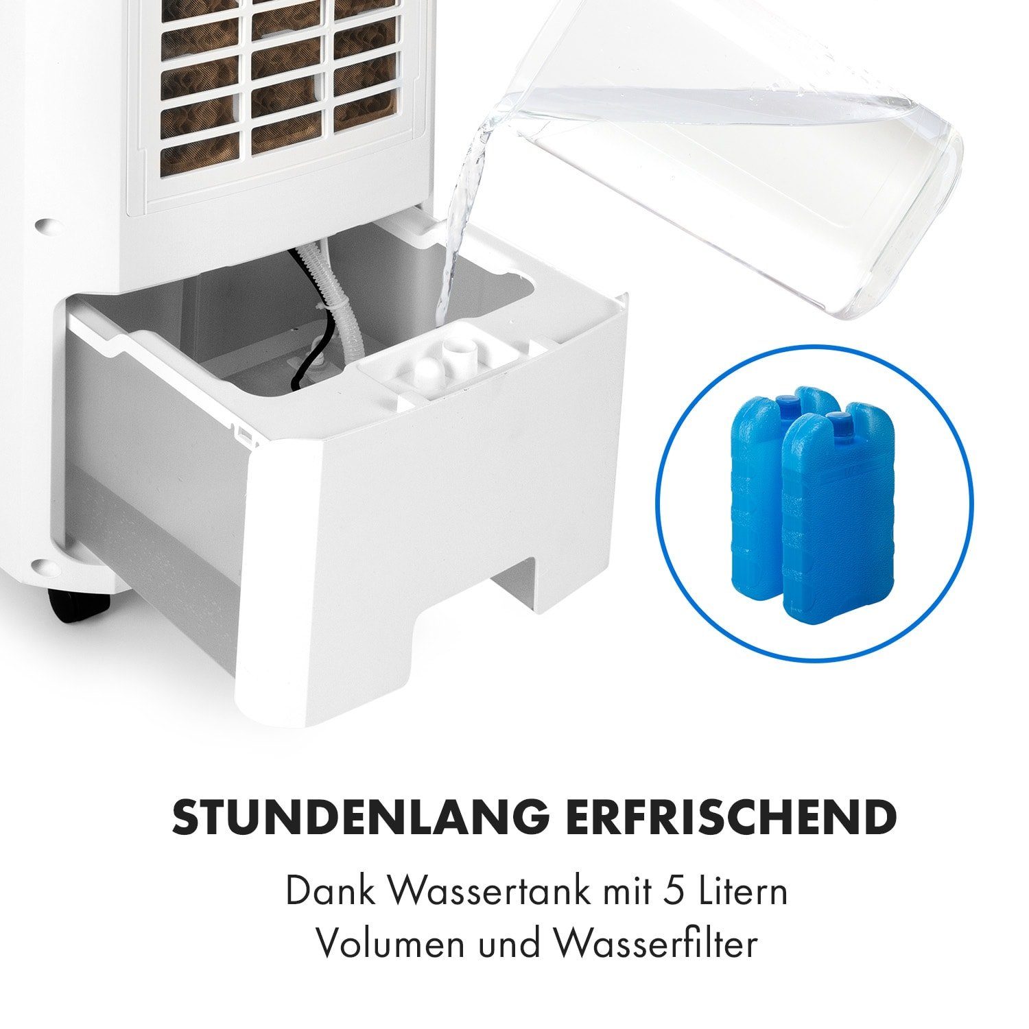 mit & ohne Abluftschlauch Luftkühler, Pure Eis Ventilatorkombigerät Klarstein Iceberg Wasserkühlung mobil Klimagerät