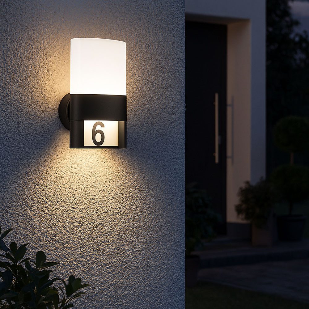 WOFI LED Wandleuchte, LED-Leuchtmittel fest verbaut, Warmweiß, Wandleuchte Außen Wandlampe Hausnummer Außenleuchte IP54