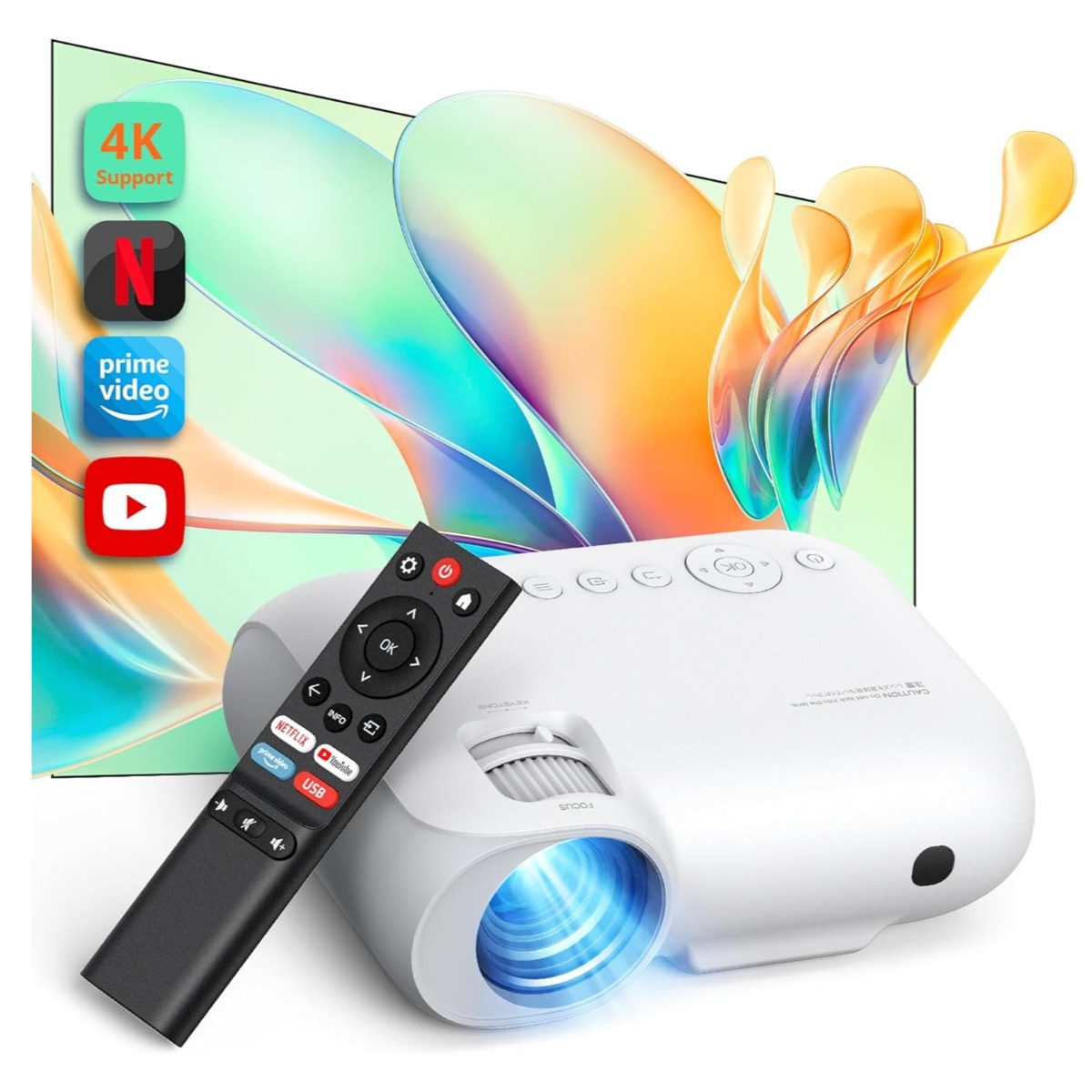 [Integrierte Netflix/Prime Apps] 5G WiFi Bluetooth 4K Beamer