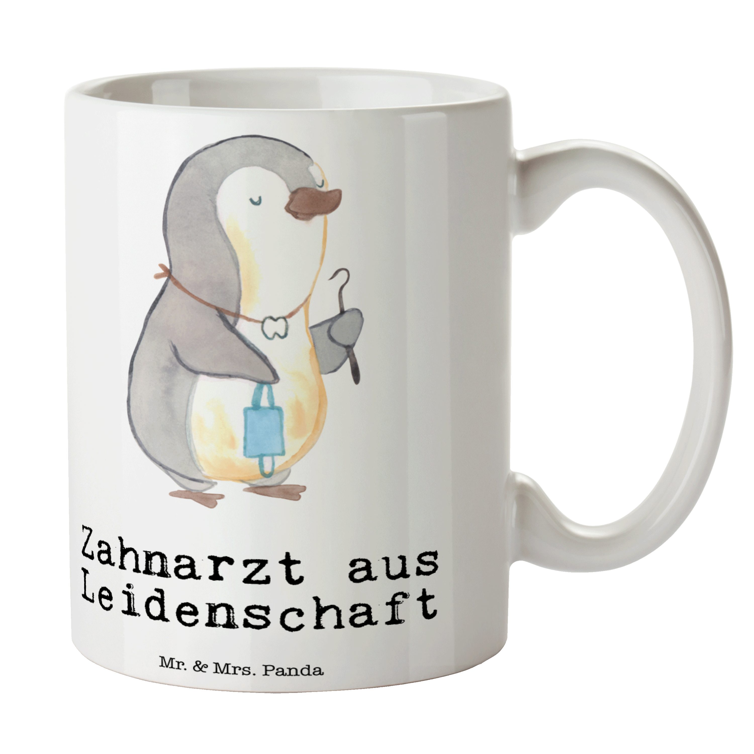 Mr. & Mrs. Panda Tasse Zahnarzt aus Leidenschaft - Weiß - Geschenk, Tasse Motive, Büro Tasse, Keramik