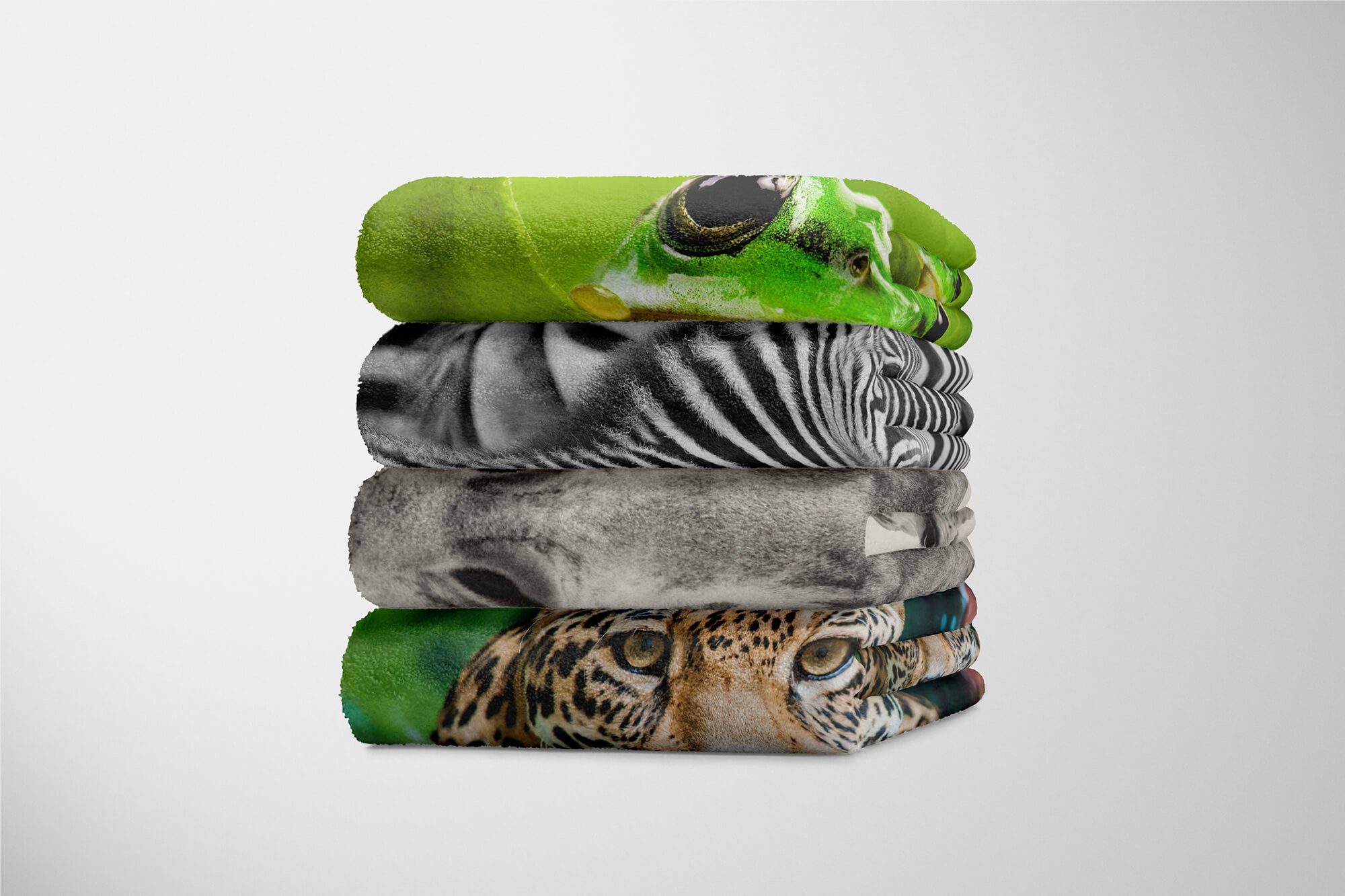 Sinus Art Handtücher Handtuch Strandhandtuch Tiermotiv (1-St), Handtuch Baumwolle-Polyester-Mix Saunatuch Giraffe, mit Kuscheldecke