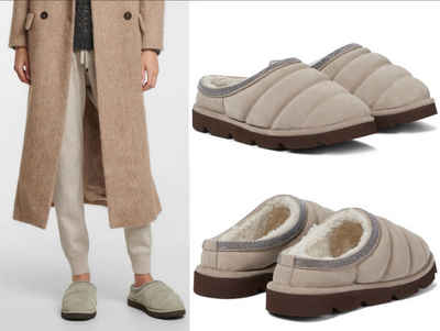 BRUNELLO CUCINELLI BRUNELLO CUCINELLI Quilted Suede Shearling Slippers Zierperlen Взуття Sneaker Ballerinas