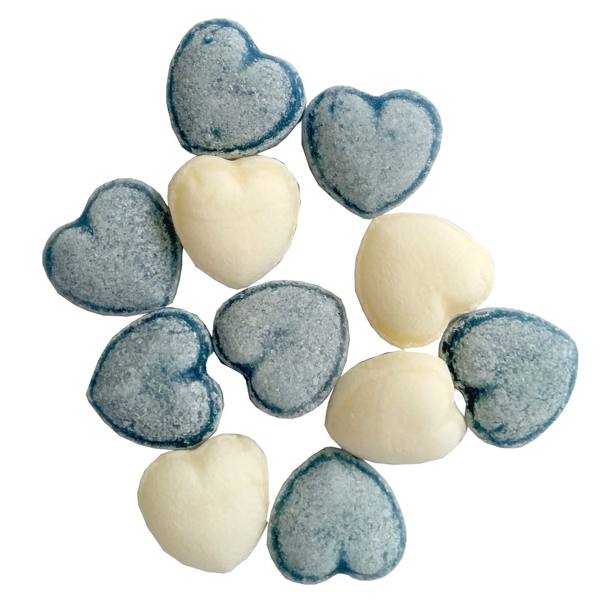 Edel Süßigkeit, Edel weiß blaue Herzbonbons mit Eis und Heidelbeergeschmack 150g
