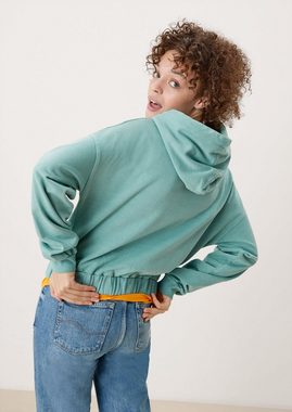 QS Sweatshirt Kapuzenpulli mit Boxy Shape Stickerei