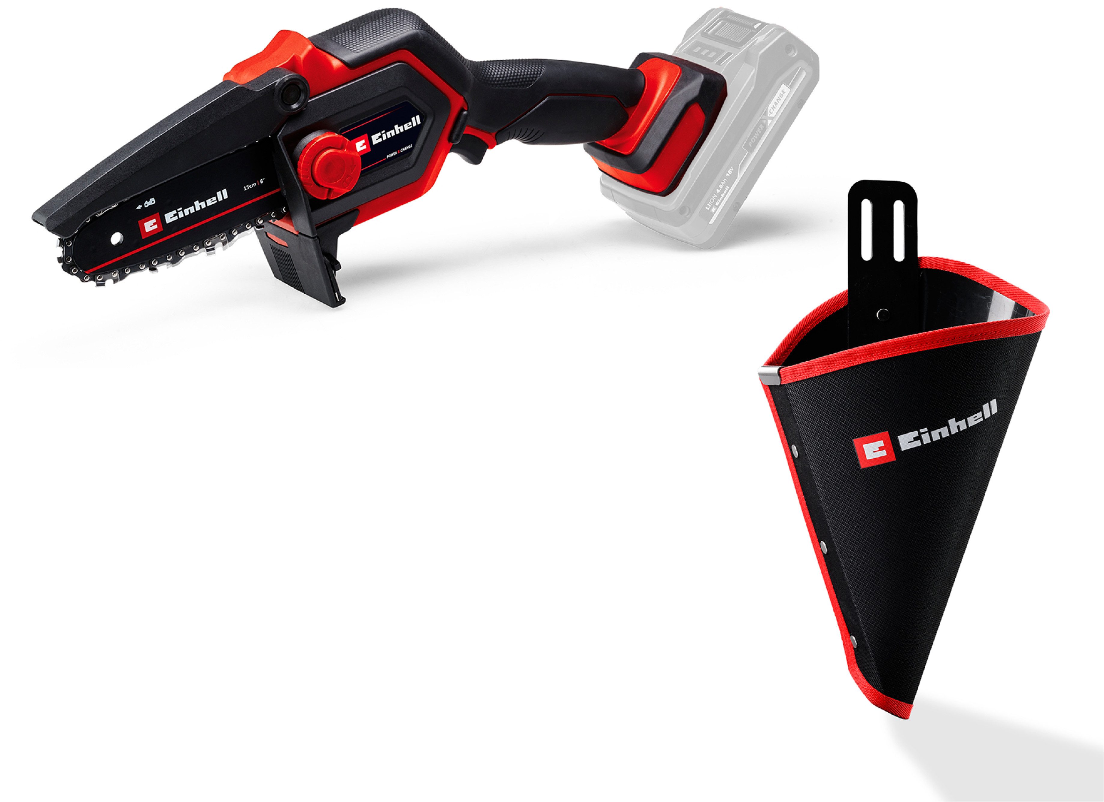 Einhell Akku-Kettensäge GE-PS 18/15 Li Holster Kit, 15,8 cm Schwertlänge, ohne Akku und Ladegerät