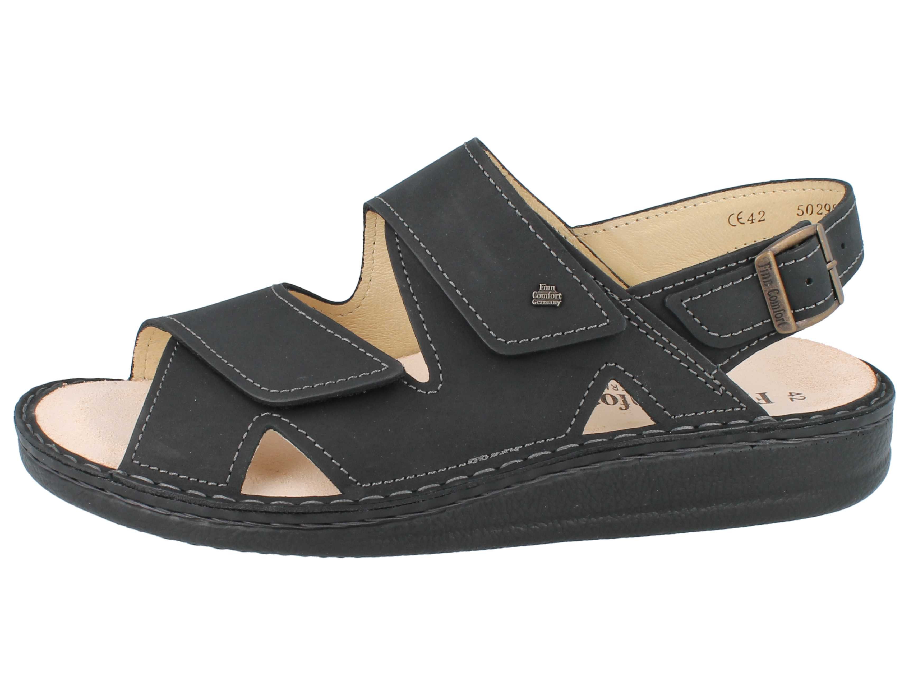 Finn Comfort FINN COMFORT Toro Soft Herren Sandale schwarz Glattleder - Größe: 46 Sandale Wechselfußbett