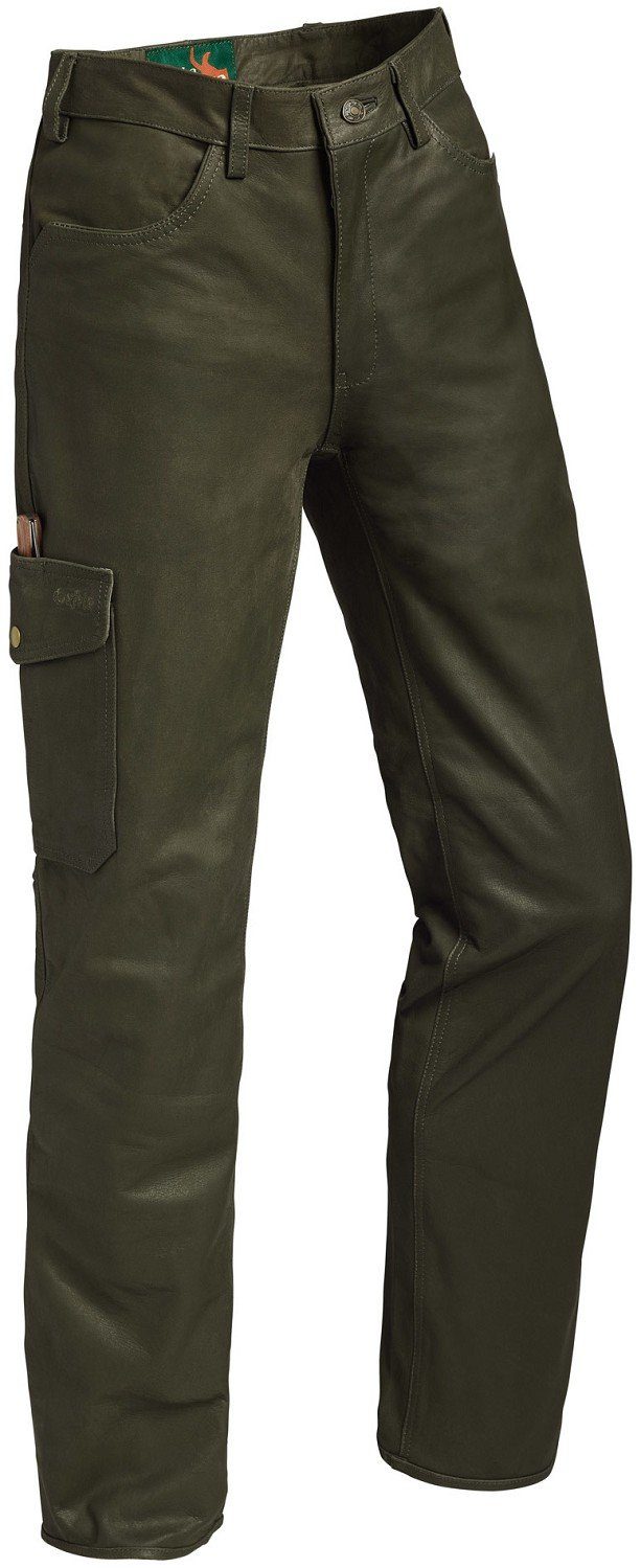 La Chasse® Lederhose Jagd Lederhose aus Büffelleder mit Beintasche Damen strapazierfähig