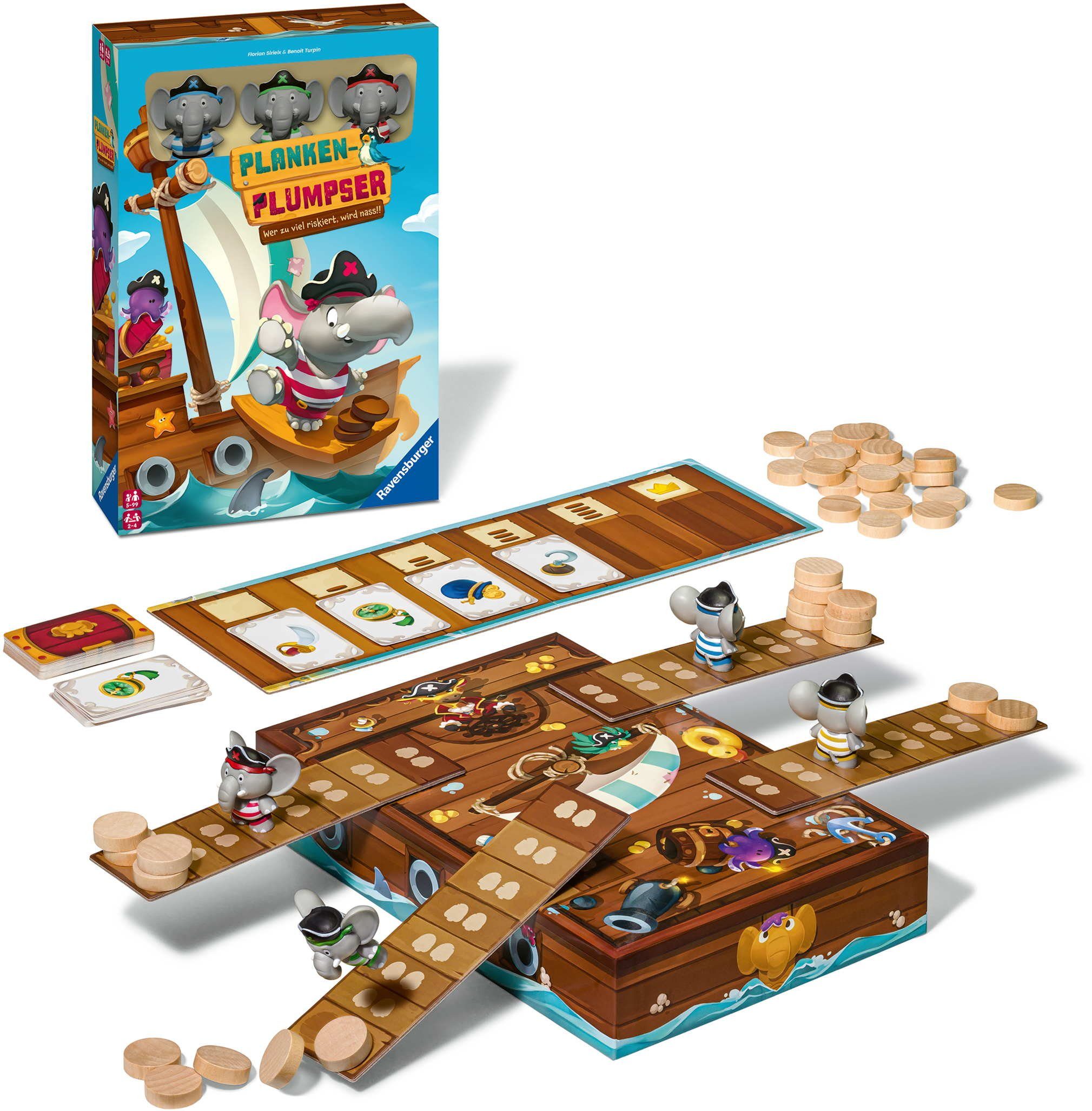 Ravensburger Spiel Kinderspiel Wettlaufspiel Planken-Plumpser 22342
