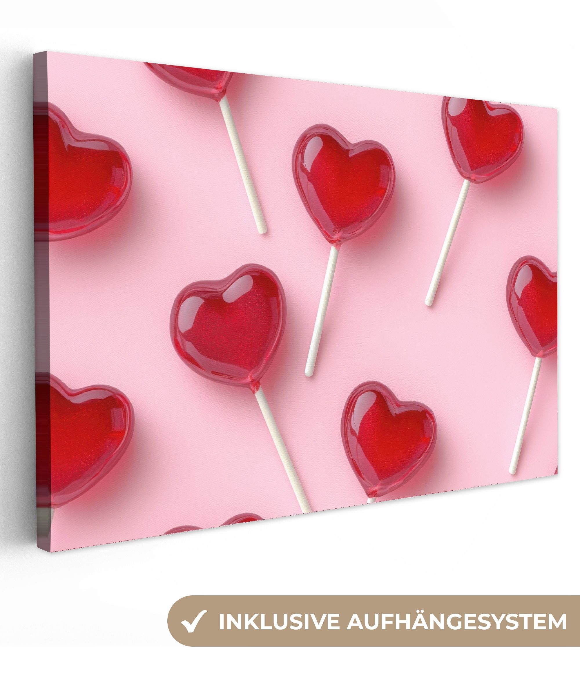 OneMillionCanvasses® Leinwandbild Lutscher - Herzen - Rosa, Fotodruck (1 St günstig online kaufen