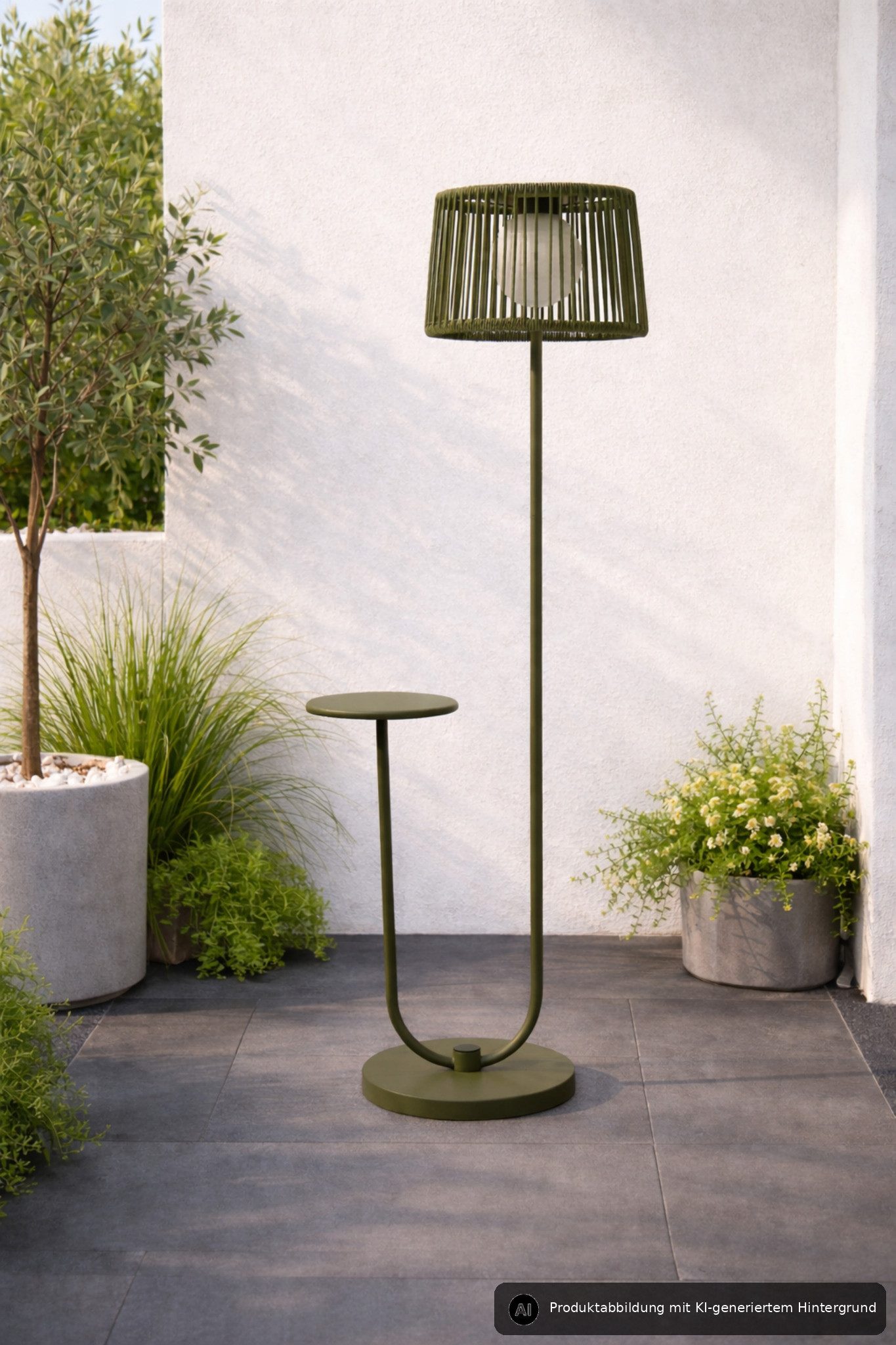 Leco LED Außen-Stehlampe Gartenleuchte Terrassenleuchte Balkonleuchte Stehleuchte - Ablagetisch, LED fest integriert, warmweiß, 3000k, Outdoorleuchte für Ambiente - kein Leselicht