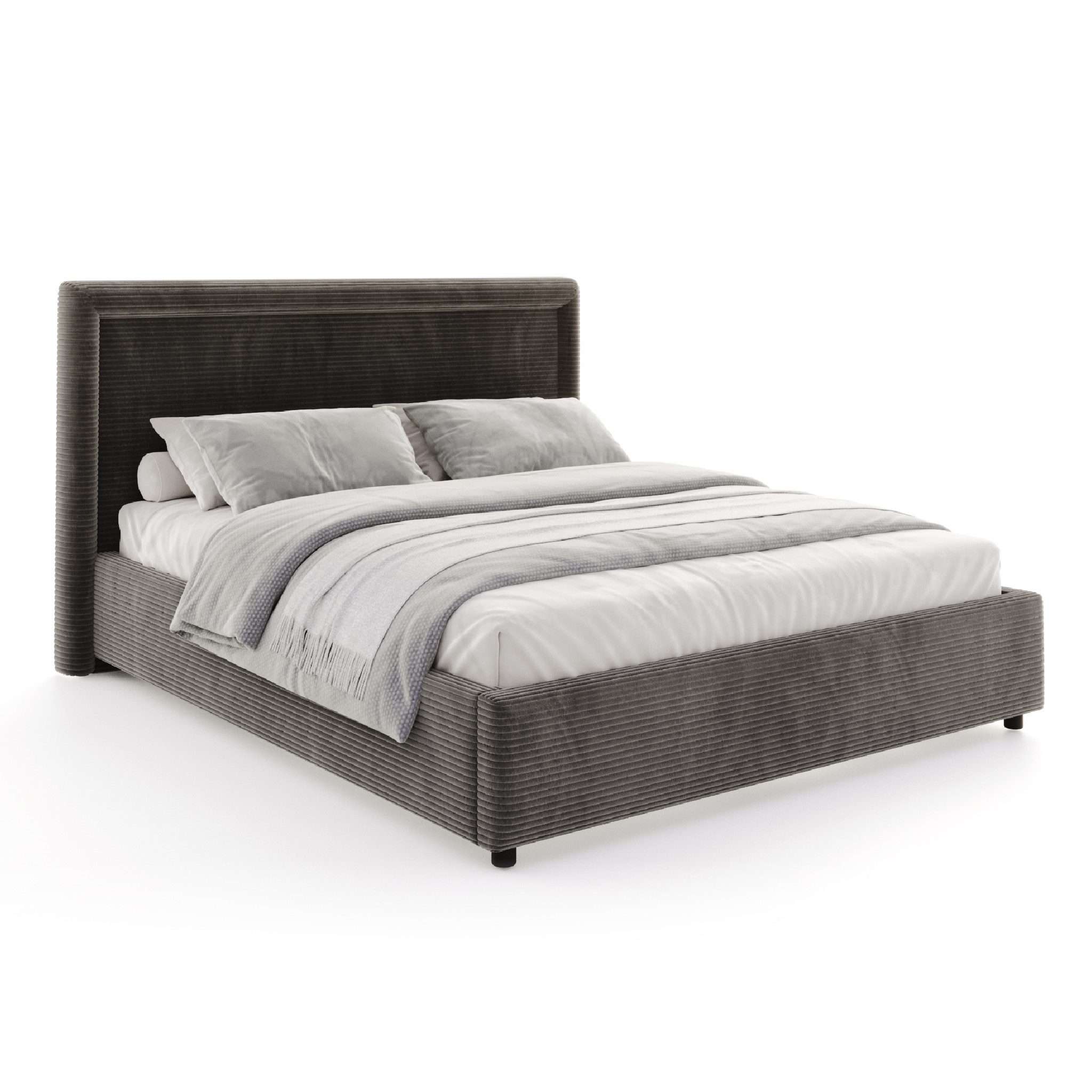 FDM Polsterbett BUSCA modern mit Bettkasten MADE IN EU - mit Cord Bezug (verfügbar 90x200 120x200 140x200 160x200 180x200cm, Bettrahmen, Bett, mit großen gepolsterten Kopfteil, mit Bettkasten zum aufklappen), Hebbarer Metallrahmen, Bettkasten, mit/ohne Matratze