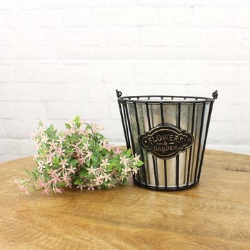 Macosa Home Pflanzschale Deko Pflanzeimer Zink Metall Schwarz vers. Größen Zinkeimer (Pflanzgefäß Pflanzschale, Dekoeimer Blumentopf Dekotopf), Blumeneimer Garten-Dekoration Metalleimer Eimer