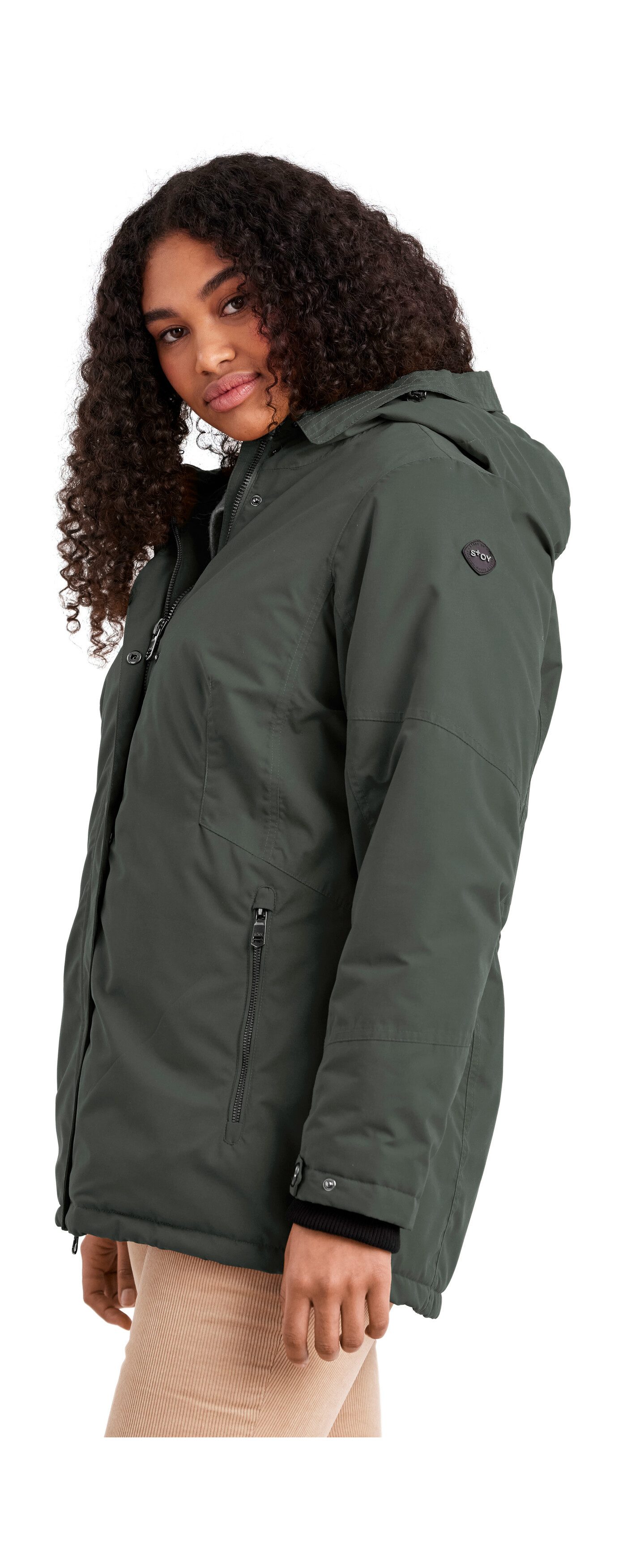STOY Funktionsjacke STW 4 WMN JCKT Wasserdicht, atmungsaktiv, mit Teddy Fleece, abnehmb. Kapuze