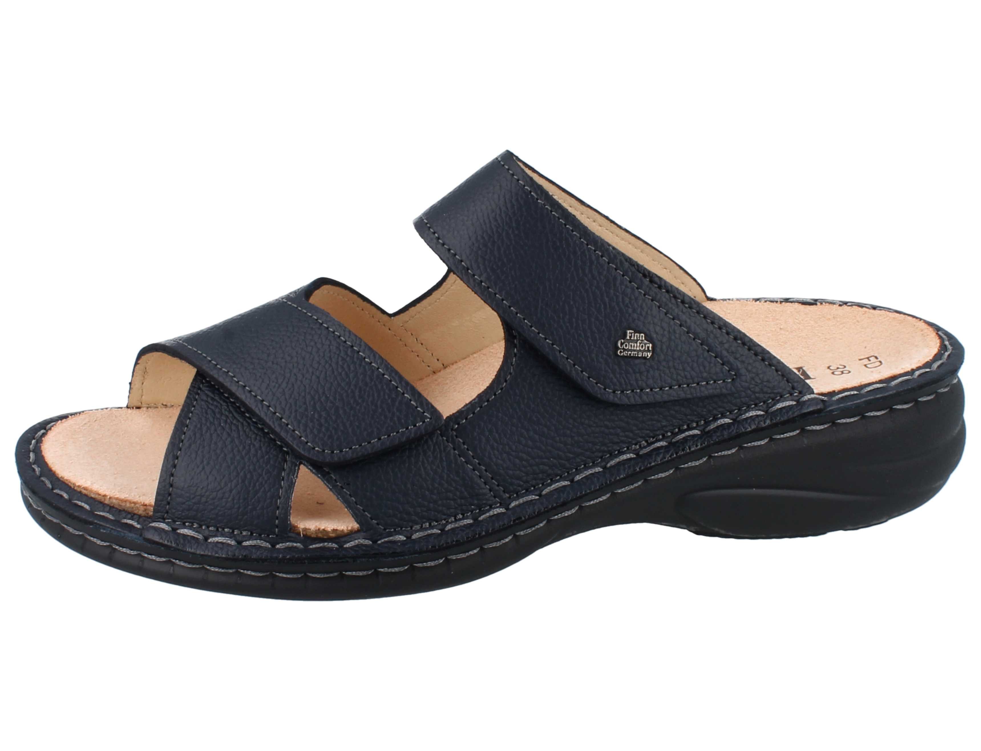 Finn Comfort FINN COMFORT Melrose Damen Pantoletten dunkelblau genarbtes Pantolette Wechselfußbett