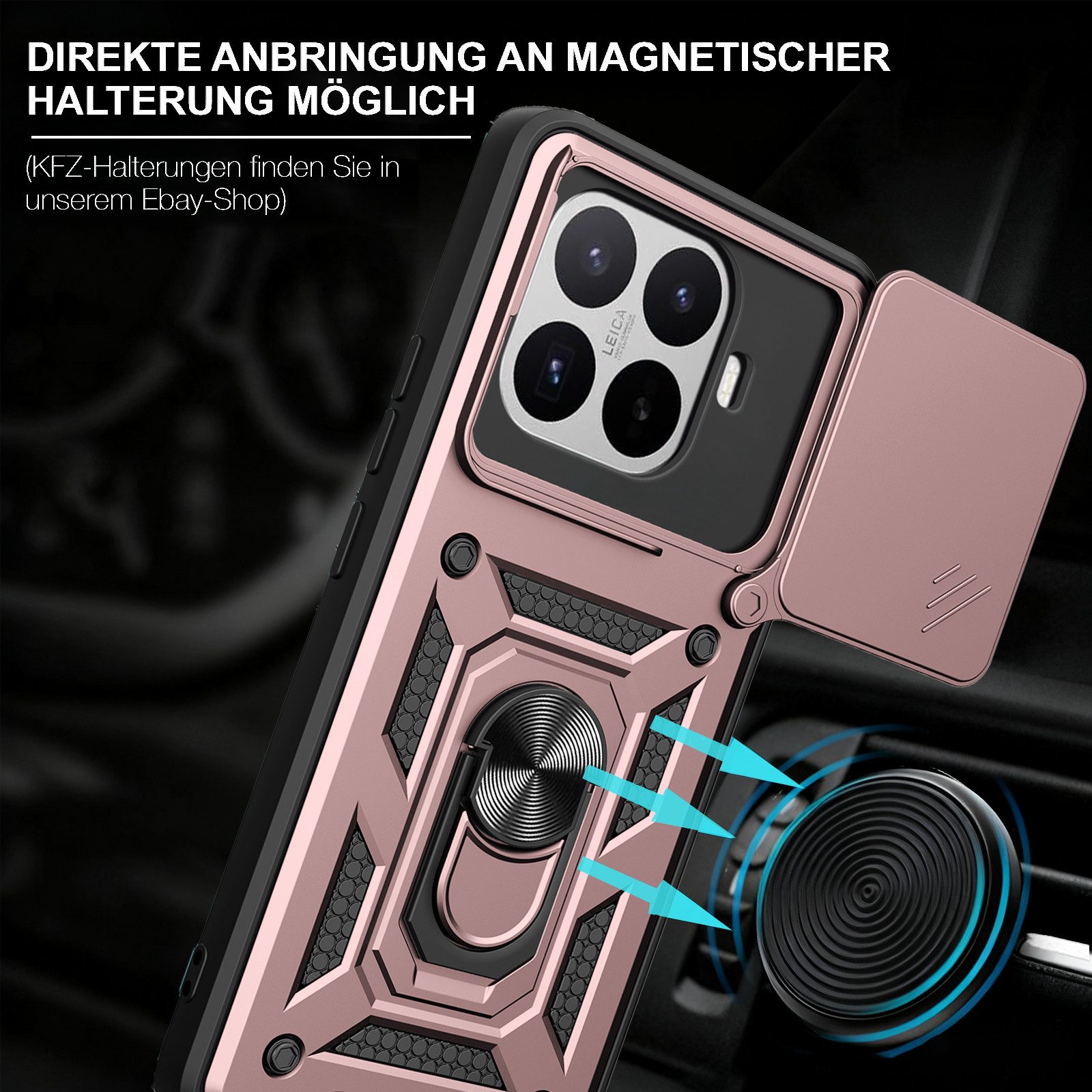 betterfon Handyhülle für Xiaomi Modelle Hülle mit Kameraschutz Ringhalter, Outdoorhülle mit Smartstand Kameraschutz und Silikonkern – Bild 3 von 5