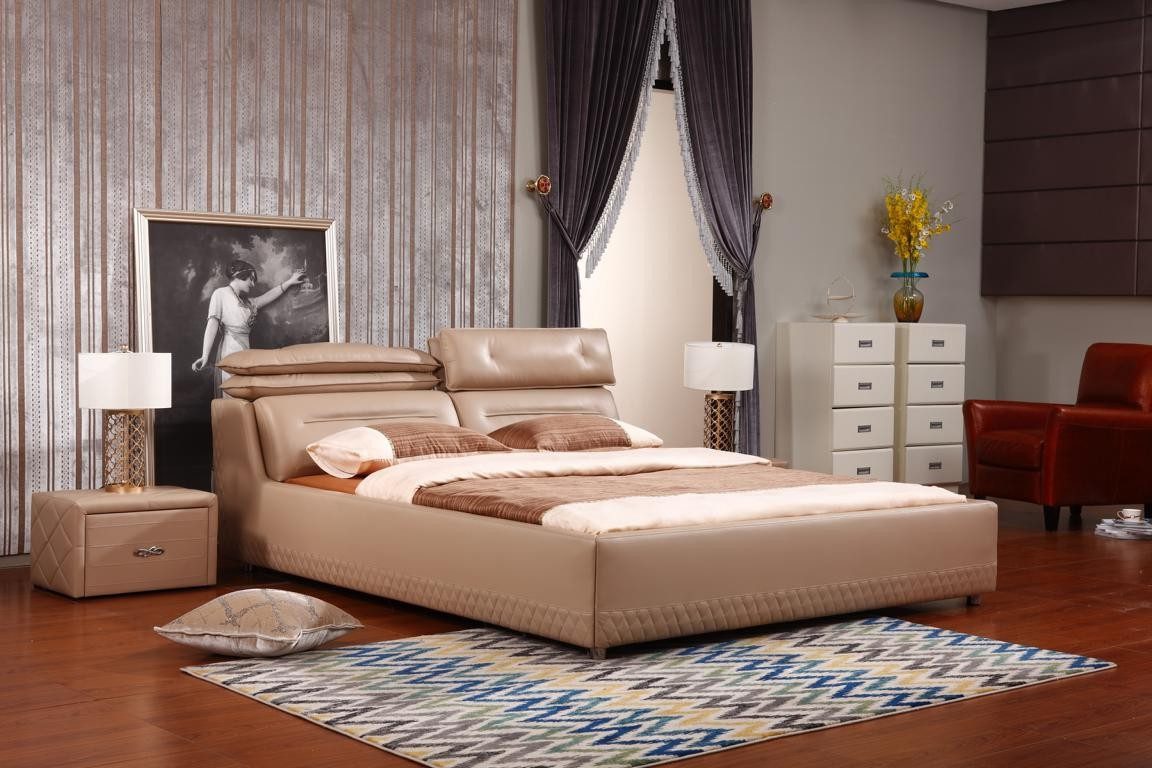 Xlmoebel Polsterbett Luxuriöses Doppelbett im modernen Leder-Design (Bett, 1-tlg., Designer Bett 2124), Hergestellt in Europa