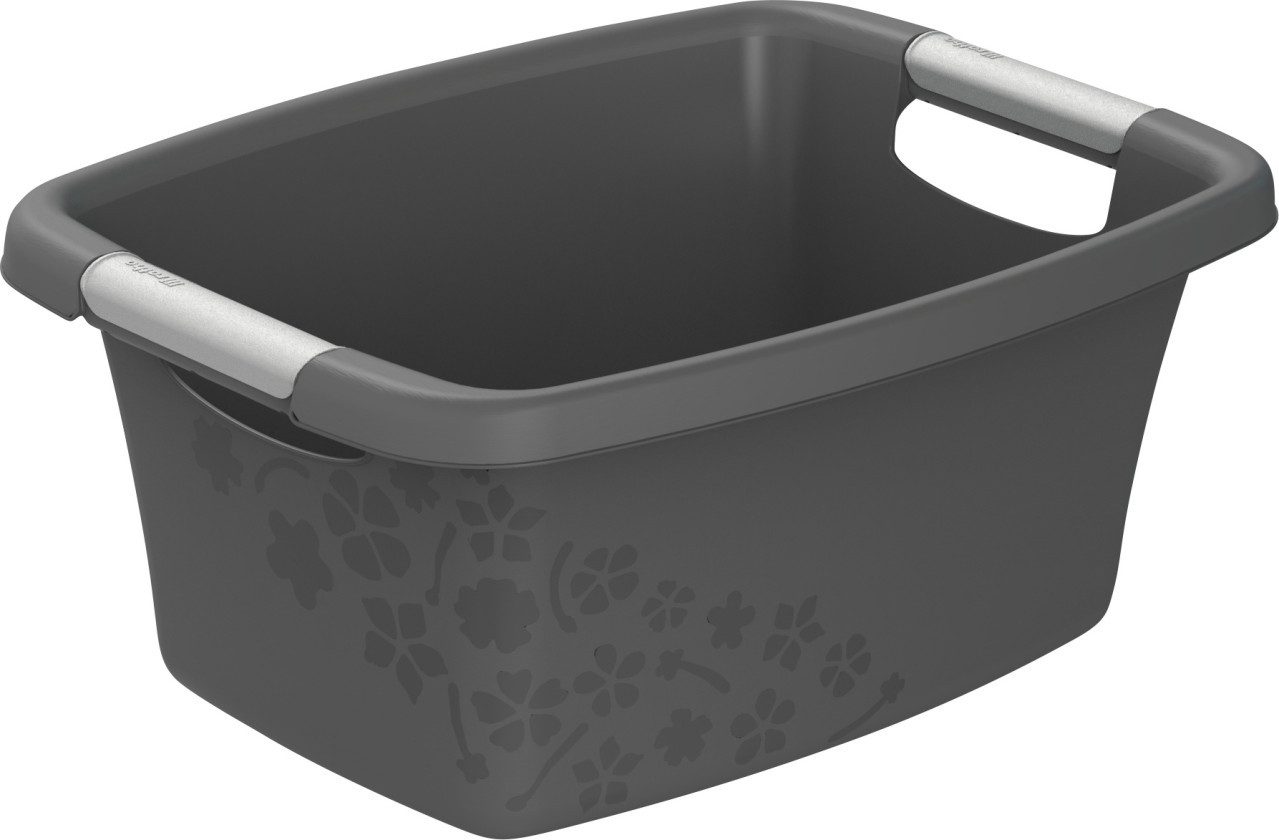 ROTHO Wäschewanne Rotho Wäschewanne Flowers 12 L anthrazit 39,5 x