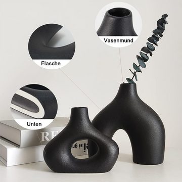 NUODWELL Dekovase 2 Stücke Keramikvase, Moderne Boho Minimalismus-Stil Dekoration vasen
