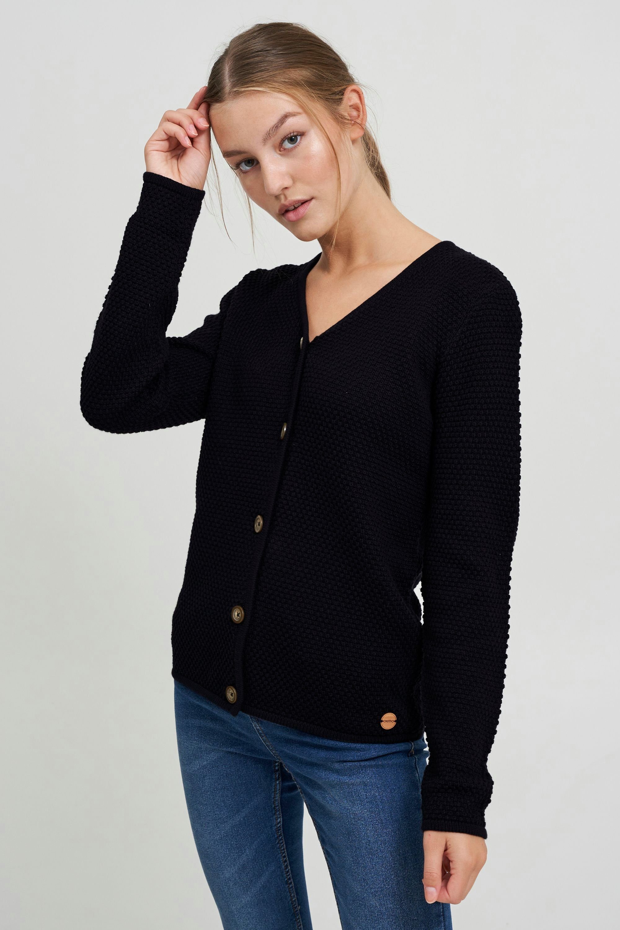 OXMO Cardigan OXHelga Damen Feinstrick Cardigan/Strickjacke (194007) Black