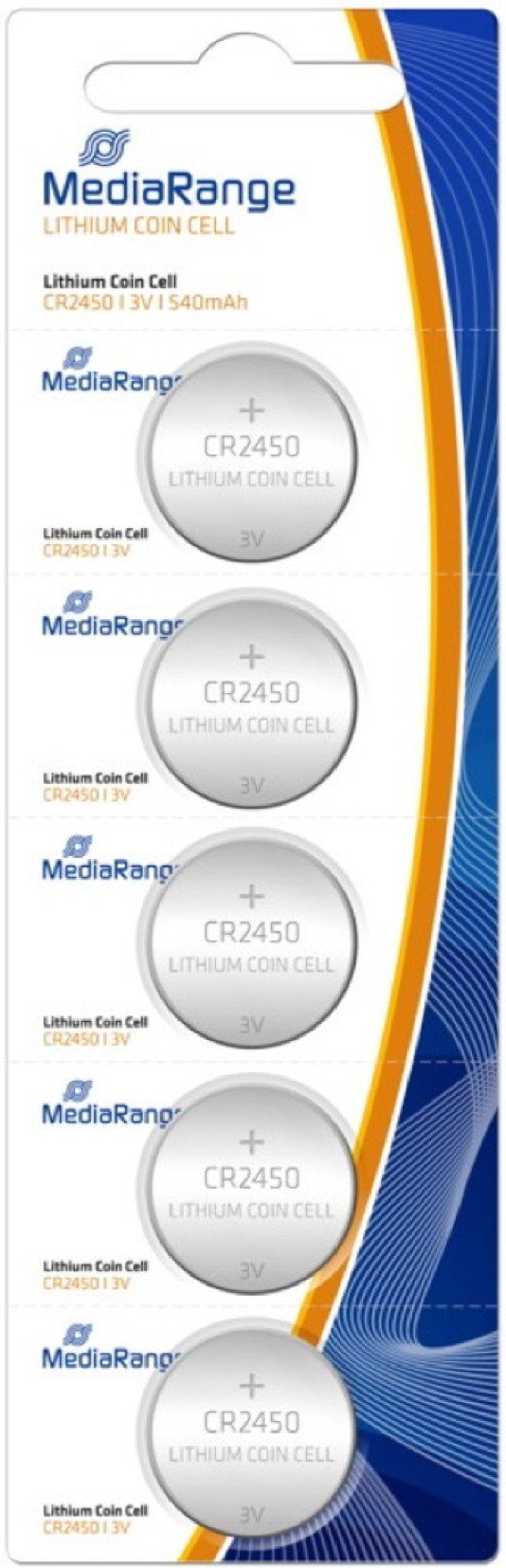 2450 CR 5 Knopfzelle Mediarange im Knopfzelle Blister Batterien Lithium Mediarange 5er