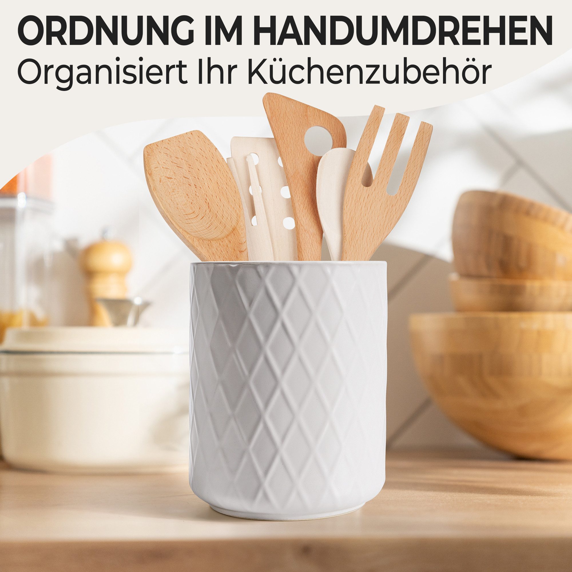 MiaMio Besteckhalter Palmanova Diamantmuster Weiß, (Set, 2-tlg., 2er-Set), Diamantmuster, 2er-Set – Bild 4 von 5